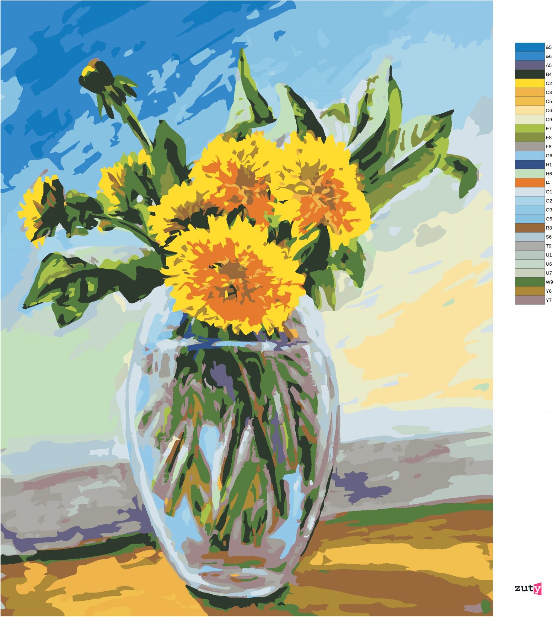 zuty Malování podle čísel - PAMPELIŠKY VE SKLENĚNÉ VÁZE - Rozměr: 40x50 cm, Rámování: Varianta: vypnuté plátno na rám - obrázek 10