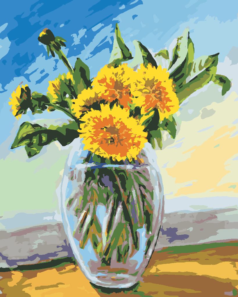 zuty Malování podle čísel - PAMPELIŠKY VE SKLENĚNÉ VÁZE - Rozměr: 40x50 cm, Rámování: Varianta: vypnuté plátno na rám - obrázek 19