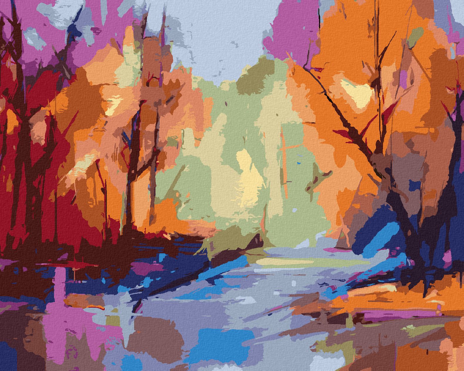 zuty Malování podle čísel - ABSTRAKTNÍ KRAJINA - Rozměr: 40x50 cm, Rámování: Varianta: bez rámu a bez vypnutí plátna - obrázek 1