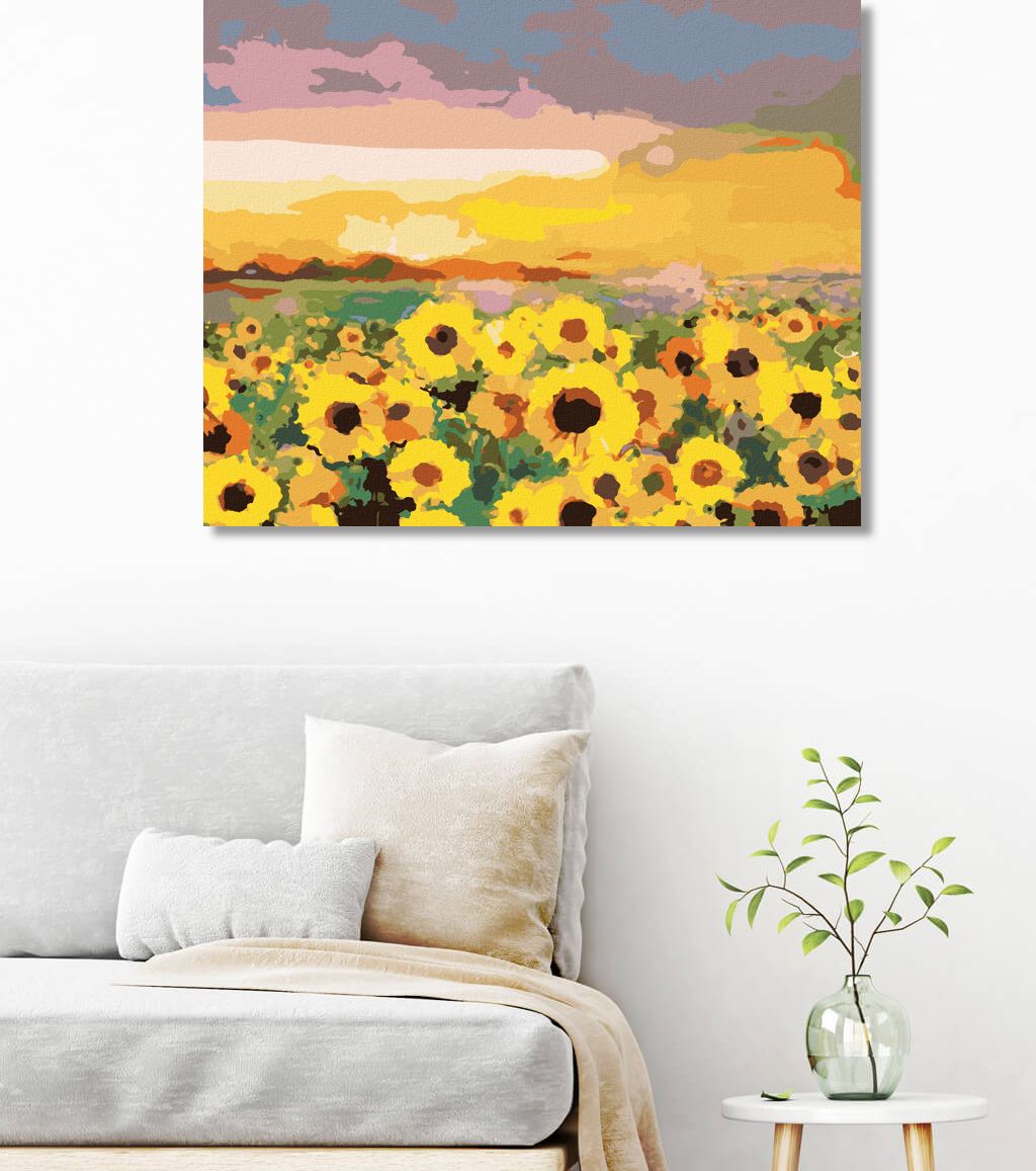 zuty Malování podle čísel - SLUNEČNICE NA POLI A ZÁPAD SLUNCE - Rozměr: 40x50 cm, Rámování: Varianta: vypnuté plátno na rám - obrázek 10