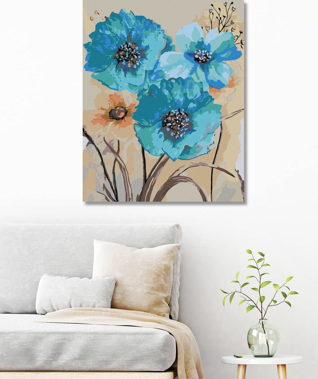 zuty Malování podle čísel - ABSTRAKCE MODRÝCH KVĚTIN III - Rozměr: 40x50 cm, Rámování: Varianta: bez rámu a bez vypnutí plátna - obrázek 6