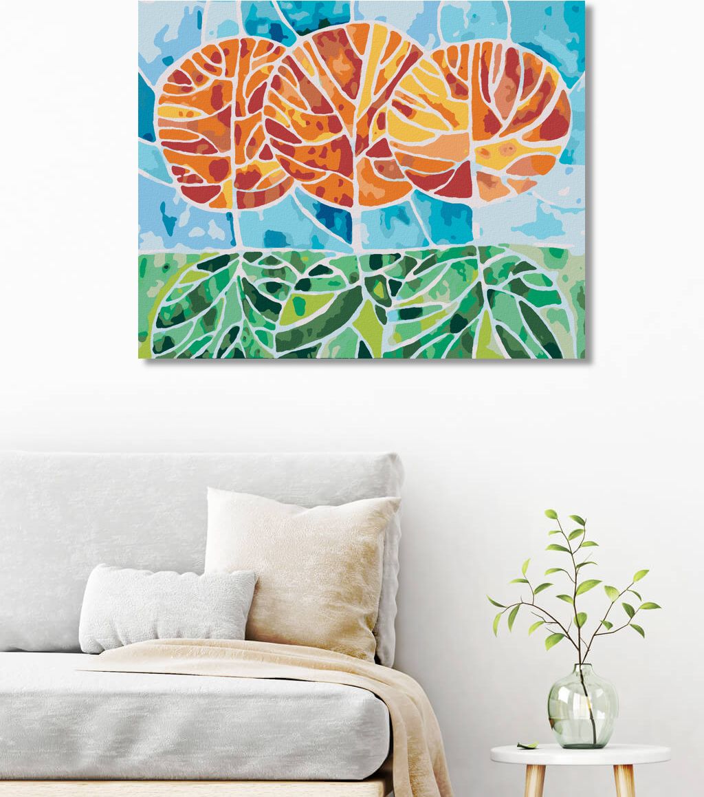 zuty Malování podle čísel - STROMY NA PODZIM MOZAIKA - Rozměr: 40x50 cm, Rámování: Varianta: vypnuté plátno na rám - obrázek 3