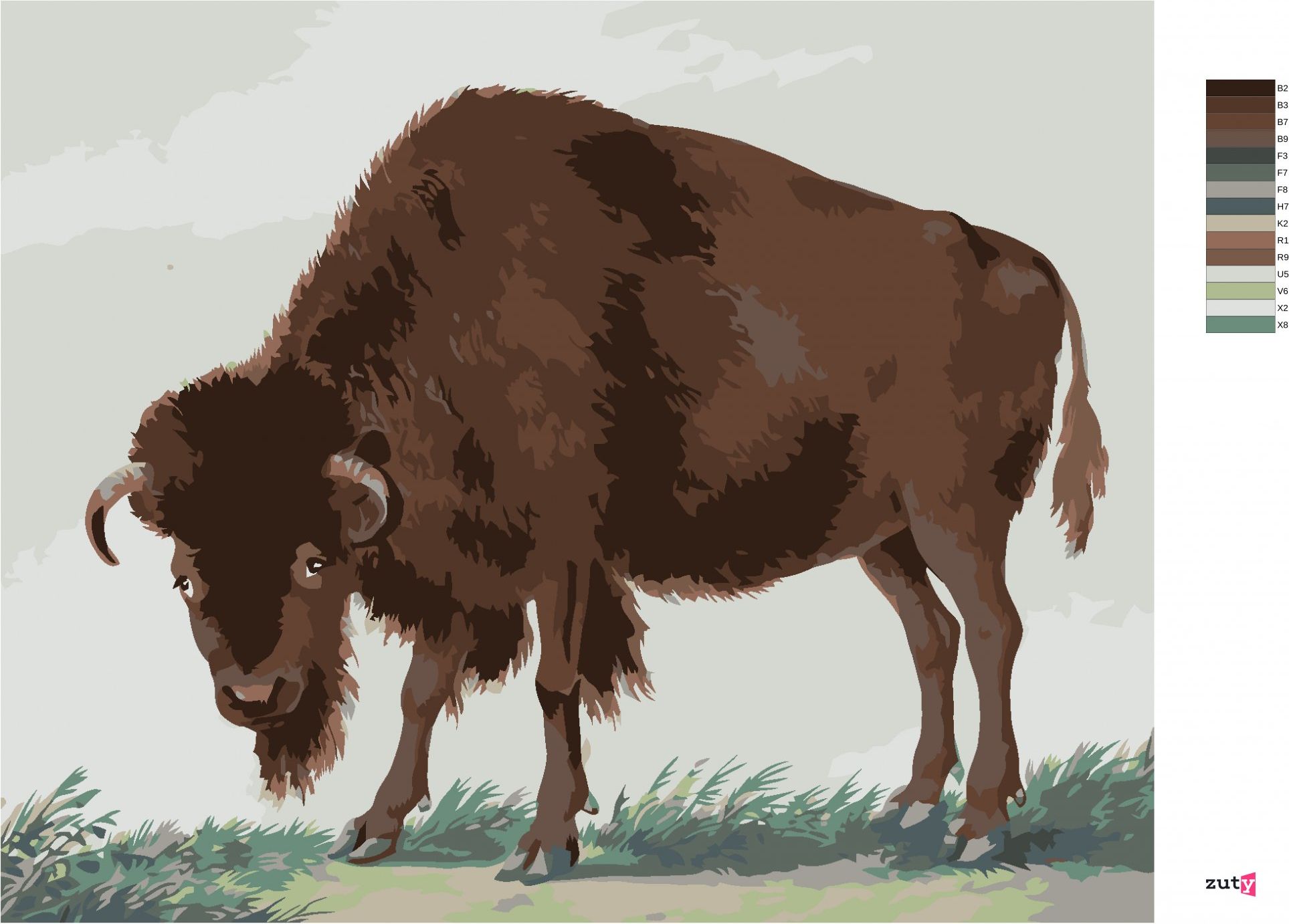 zuty Malování podle čísel - BIZON (I. VAN HAASTERT) - Rozměr: 40x50 cm, Rámování: Varianta: bez rámu a bez vypnutí plátna - obrázek 10