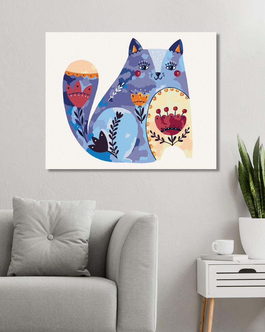zuty Malování podle čísel - MODRÁ KOČKA - Rozměr: 40x50 cm, Rámování: Varianta: bez rámu a bez vypnutí plátna - obrázek 6