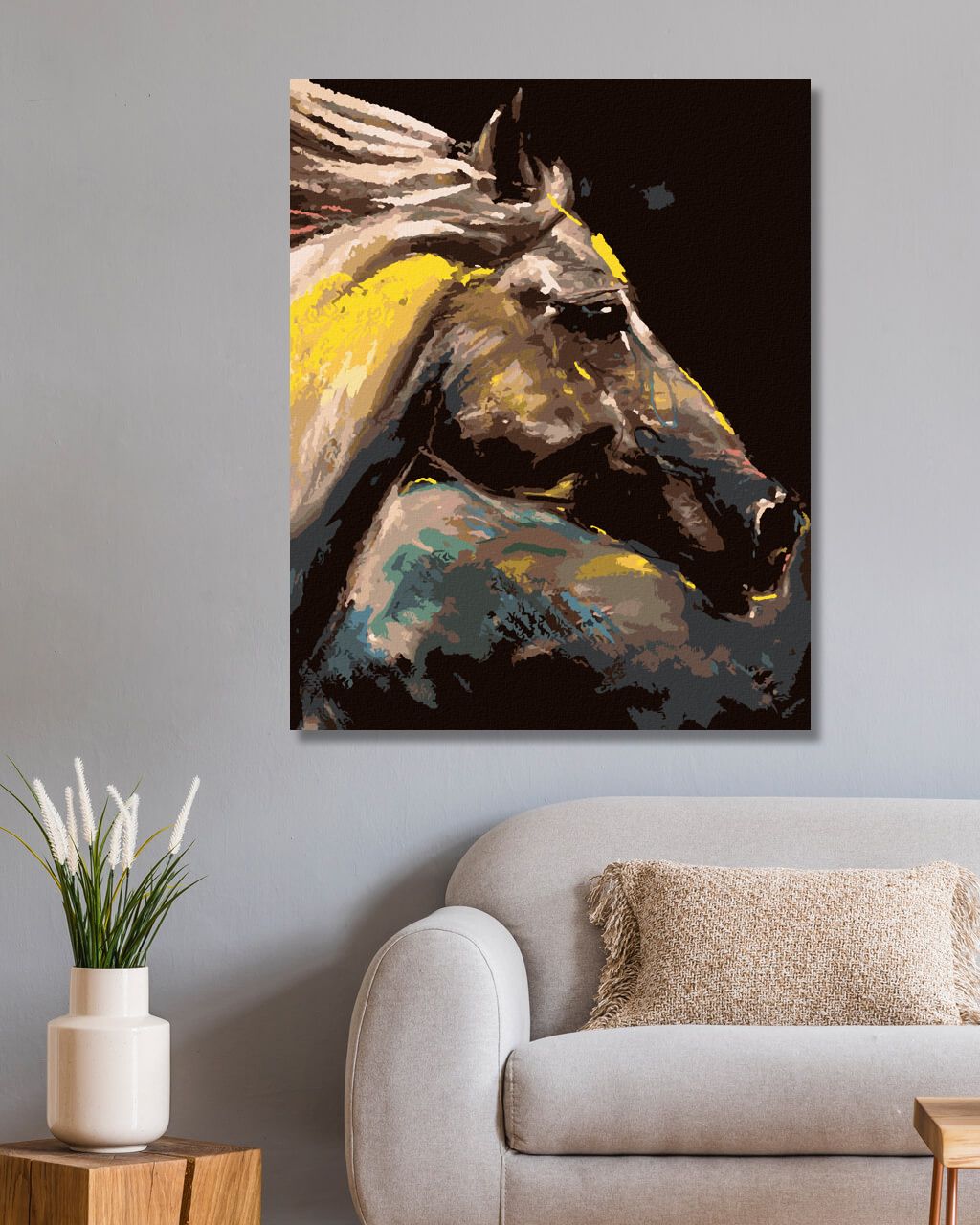 zuty Malování podle čísel - PORTRÉT BAREVNÉHO KONĚ - Rozměr: 40x50 cm, Rámování: Varianta: vypnuté plátno na rám - obrázek 4