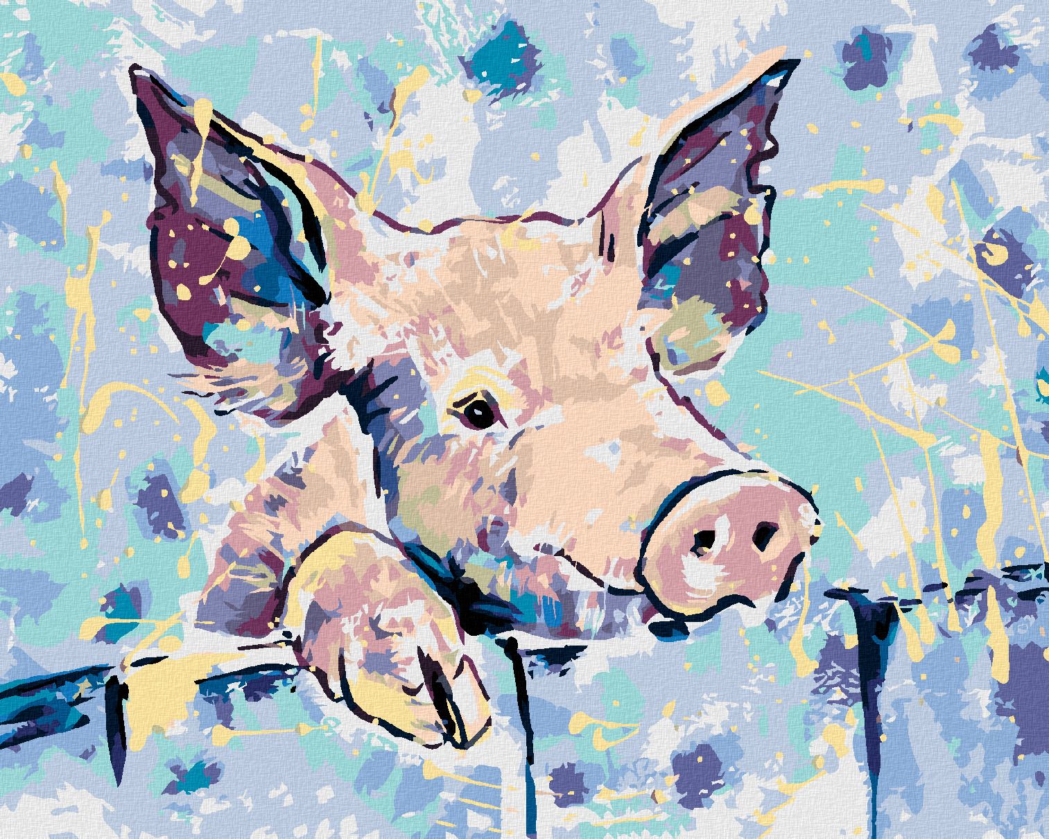 zuty Malování podle čísel - ŠŤASTNÉ PRASÁTKO - Rozměr: 40x50 cm, Rámování: Varianta: vypnuté plátno na rám - obrázek 1