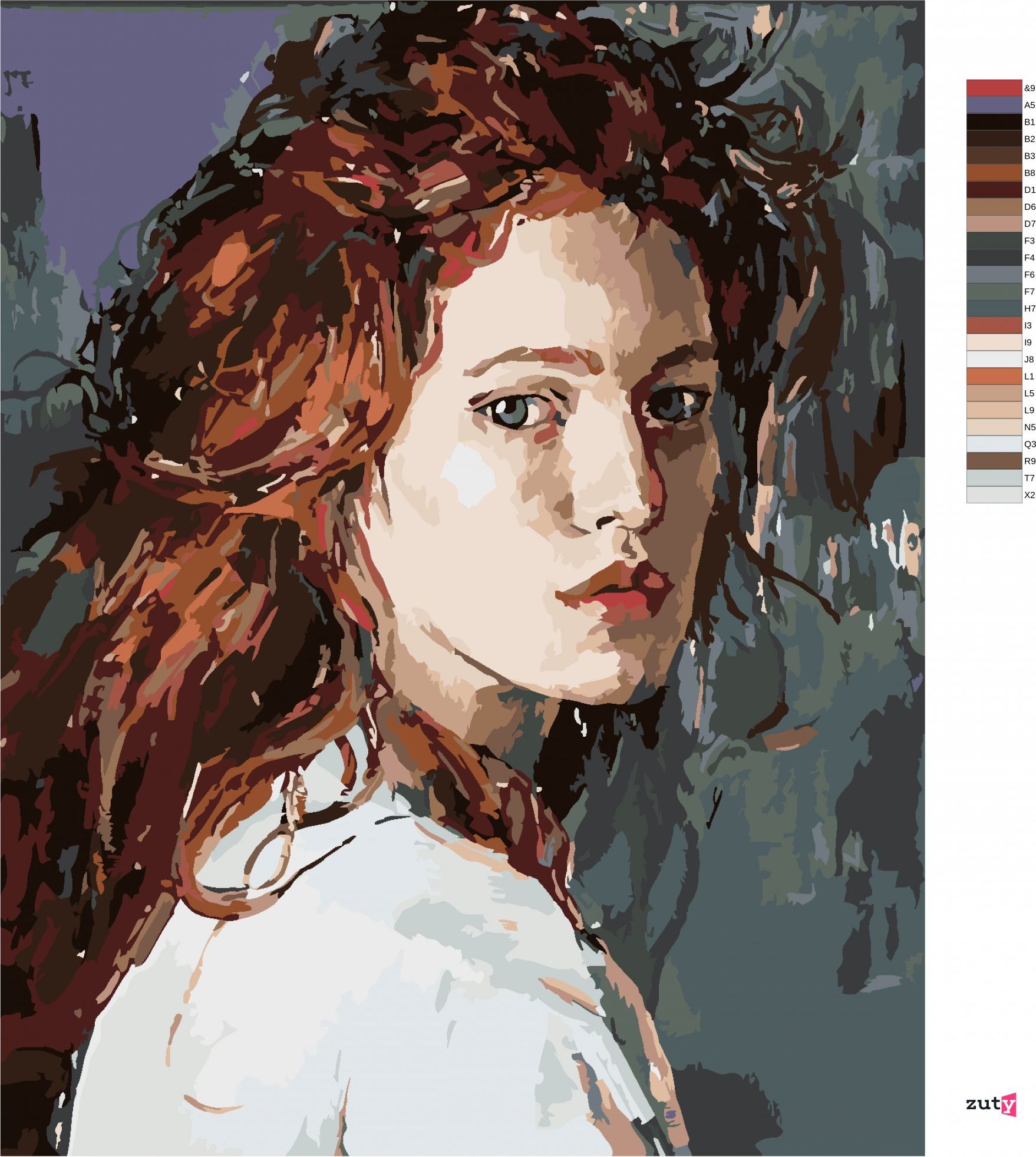 zuty Malování podle čísel - MALOVANÁ ŽENA SE ZRZAVÝMI VLASY - Rozměr: 40x50 cm, Rámování: Varianta: bez rámu a bez vypnutí plátna - obrázek 9