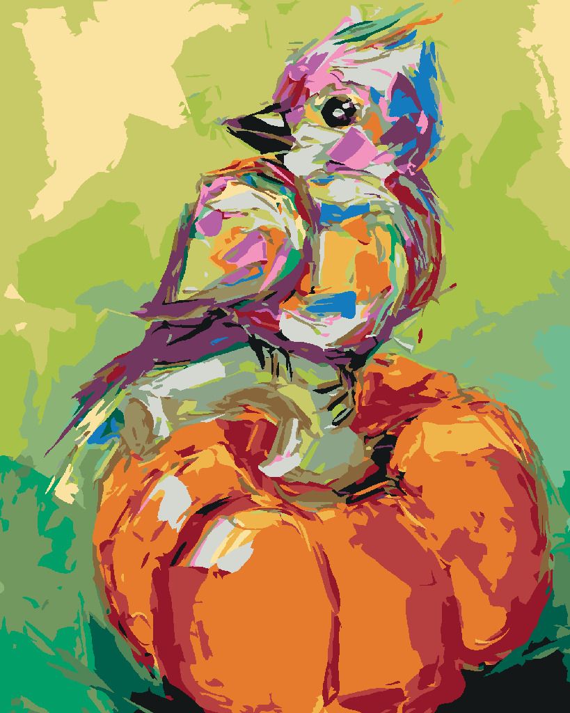 zuty Malování podle čísel - BAREVNÝ PTÁK NA DÝNI - Rozměr: 40x50 cm, Rámování: Varianta: bez rámu a bez vypnutí plátna - obrázek 2