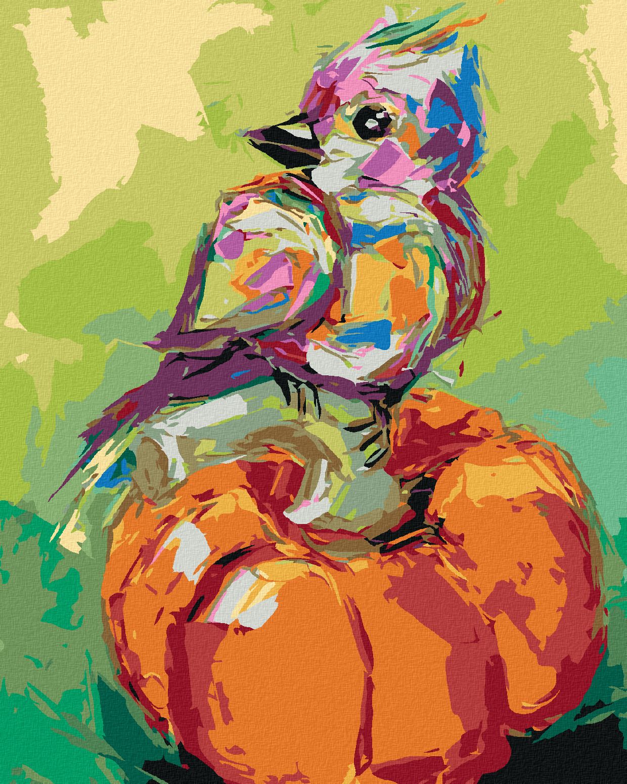 zuty Malování podle čísel - BAREVNÝ PTÁK NA DÝNI - Rozměr: 40x50 cm, Rámování: Varianta: vypnuté plátno na rám - obrázek 1