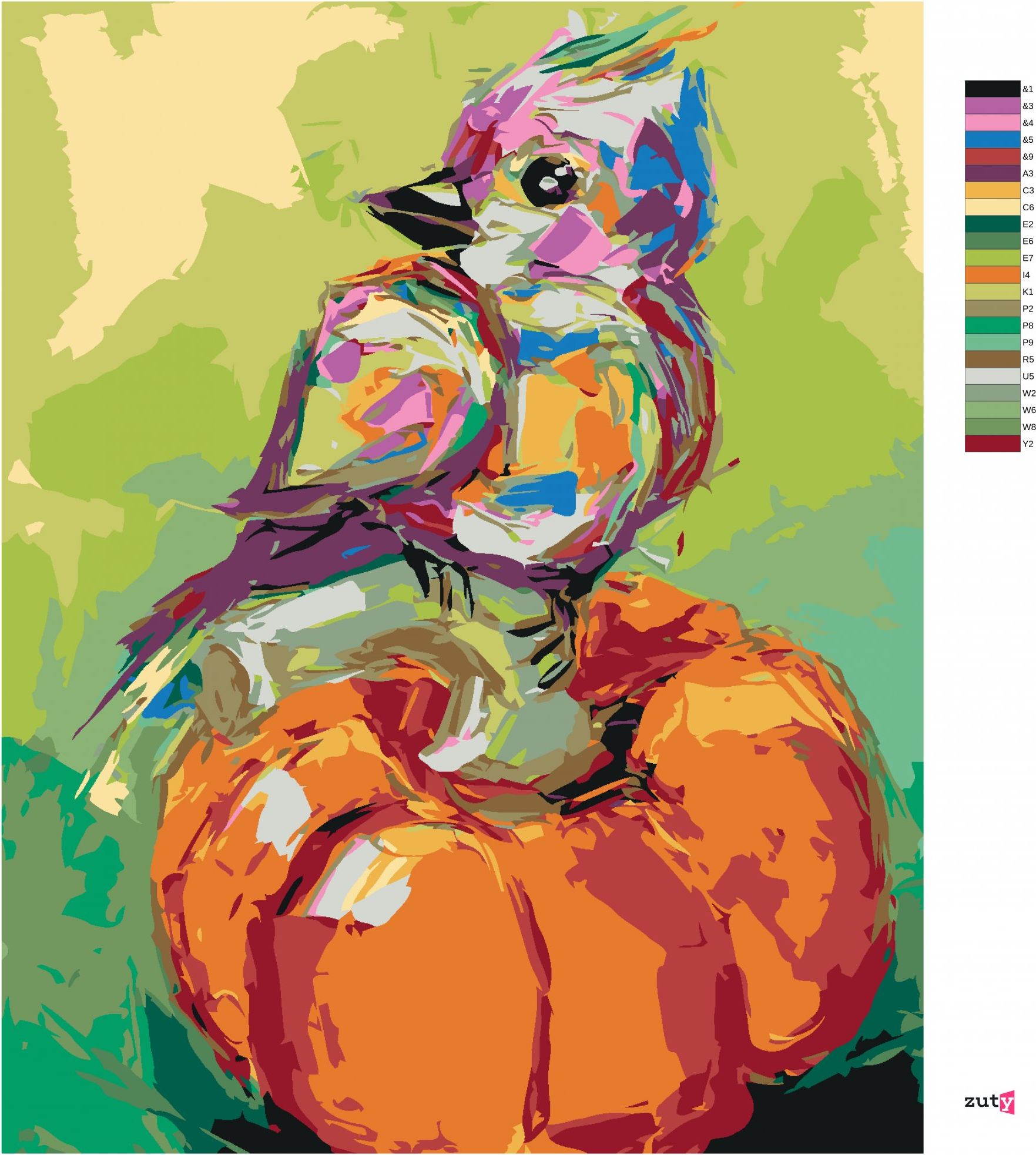 zuty Malování podle čísel - BAREVNÝ PTÁK NA DÝNI - Rozměr: 40x50 cm, Rámování: Varianta: vypnuté plátno na rám - obrázek 8