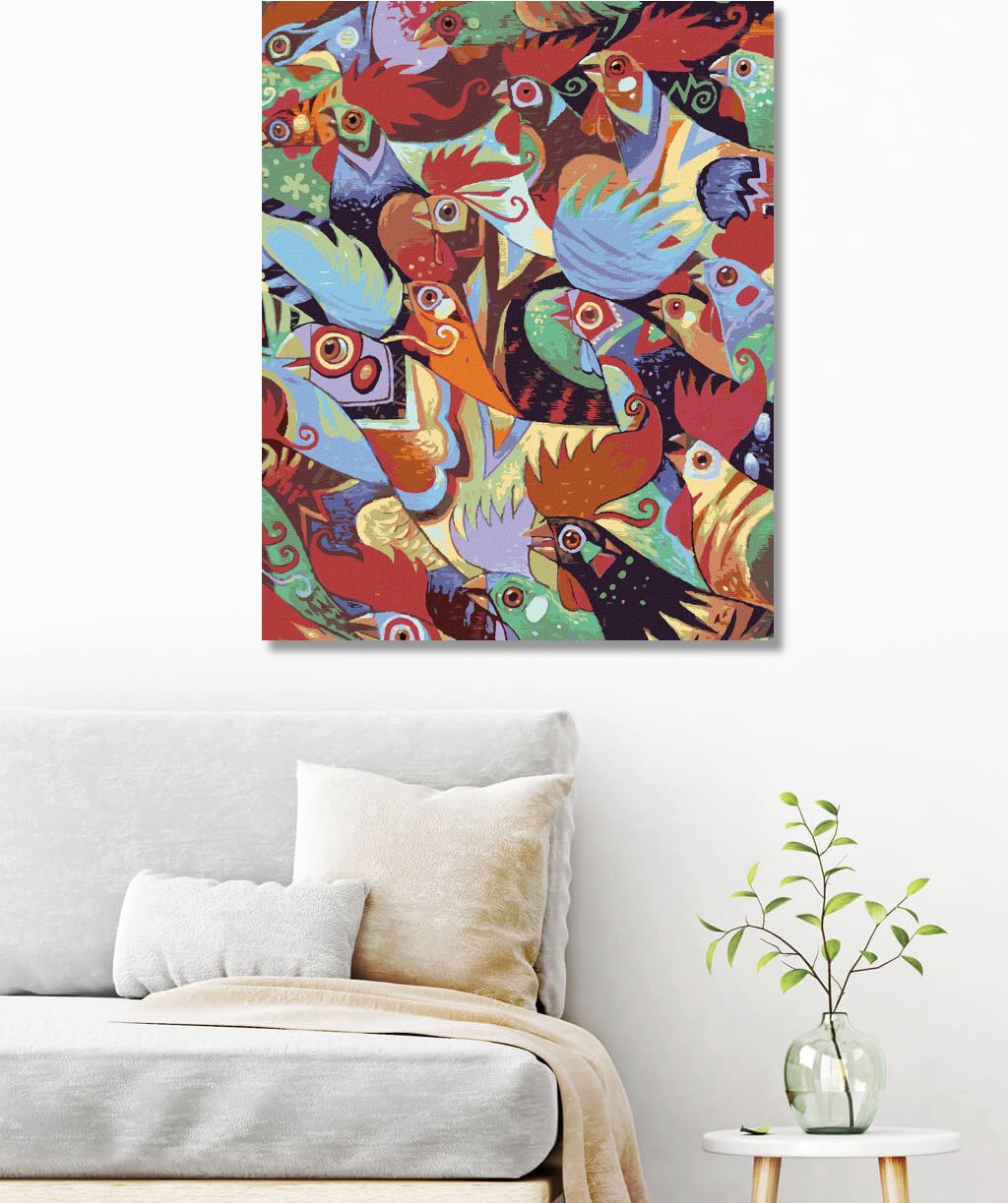 zuty Malování podle čísel - BAREVNÍ KOHOUTI - Rozměr: 40x50 cm, Rámování: Varianta: vypnuté plátno na rám - obrázek 2