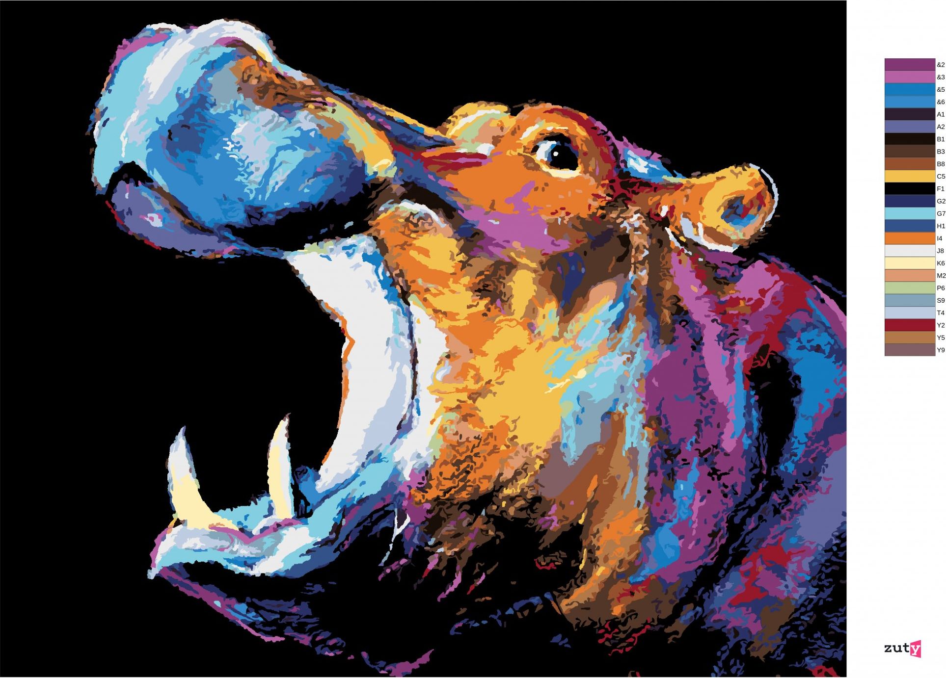 zuty Malování podle čísel - BAREVNÝ HROCH II - Rozměr: 40x50 cm, Rámování: Varianta: vypnuté plátno na rám - obrázek 9
