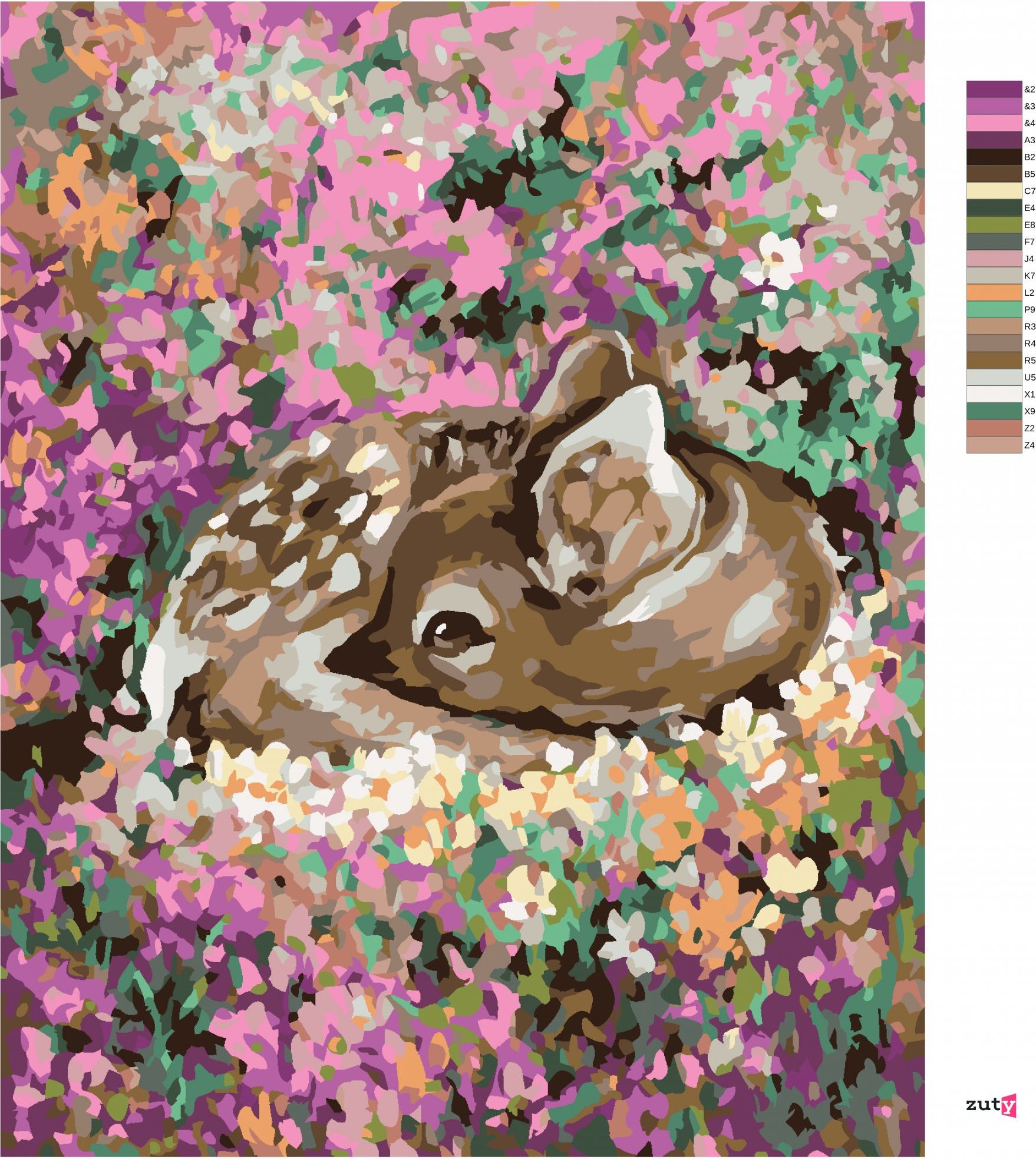 zuty Malování podle čísel - KOLOUŠEK MEZI KVĚTINAMI - Rozměr: 40x50 cm, Rámování: Varianta: bez rámu a bez vypnutí plátna - obrázek 3
