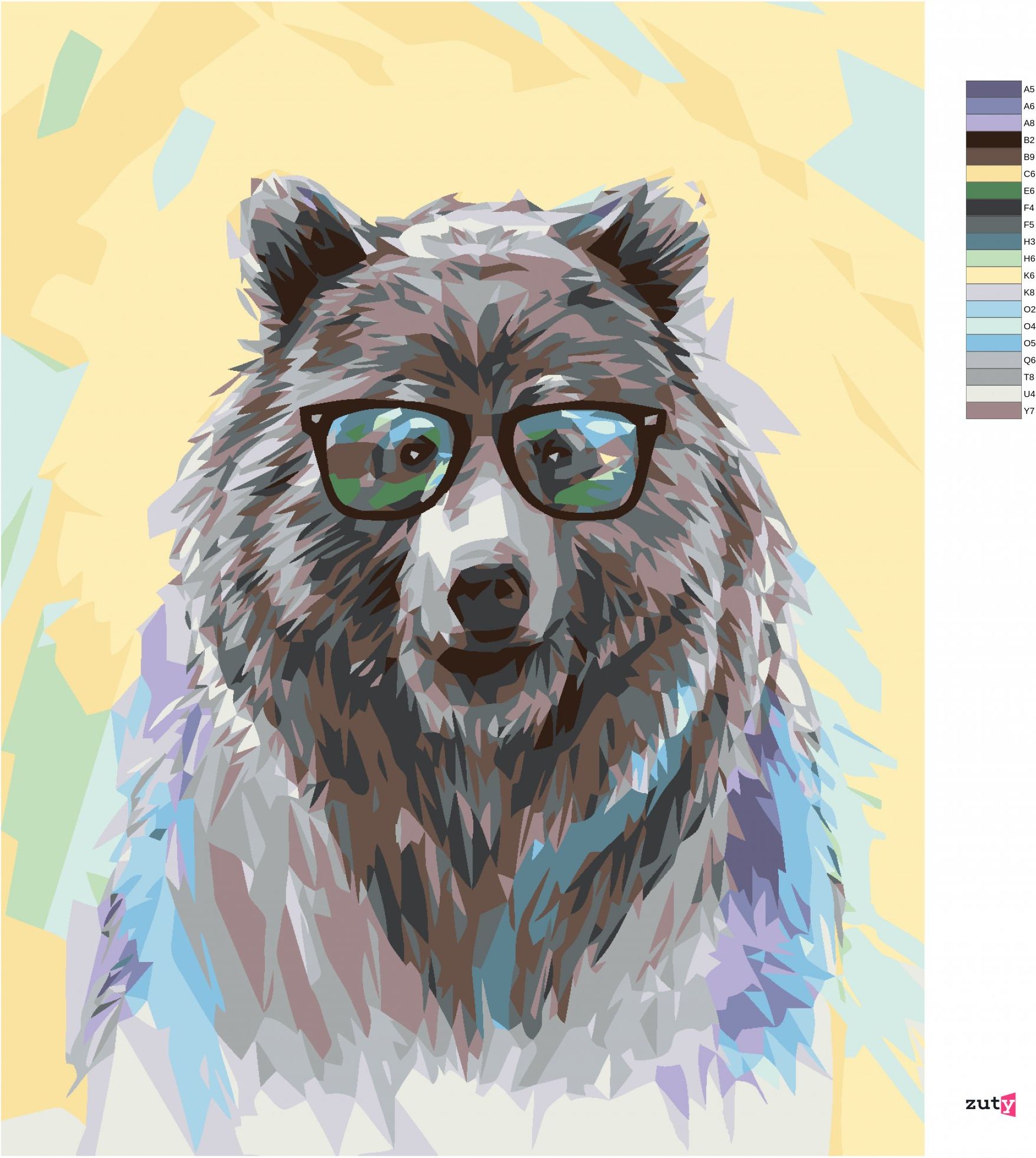 zuty Malování podle čísel - MEDVĚD S BRÝLEMI - Rozměr: 40x50 cm, Rámování: Varianta: bez rámu a bez vypnutí plátna - obrázek 5
