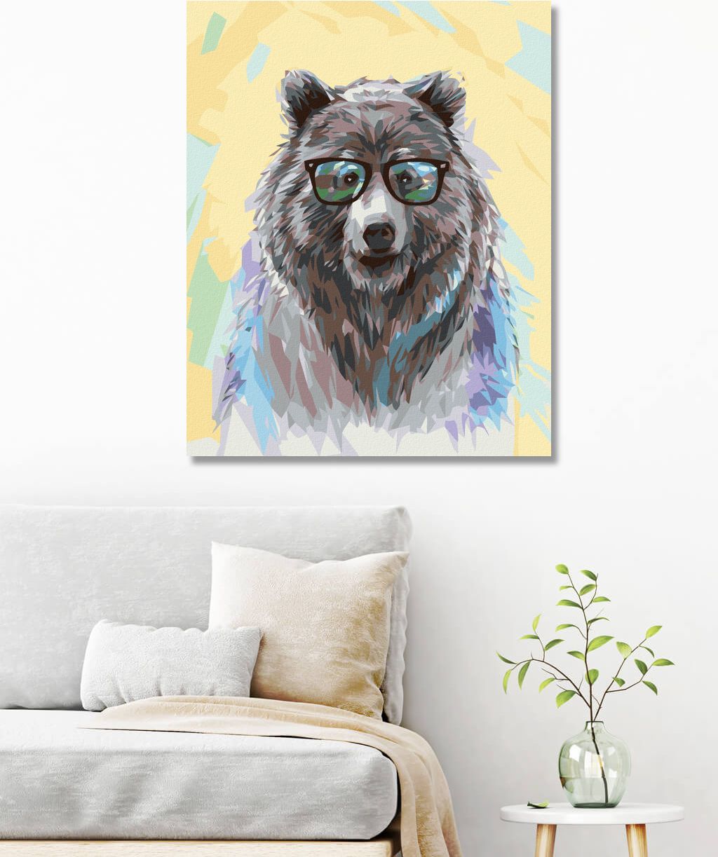 zuty Malování podle čísel - MEDVĚD S BRÝLEMI - Rozměr: 40x50 cm, Rámování: Varianta: bez rámu a bez vypnutí plátna - obrázek 6