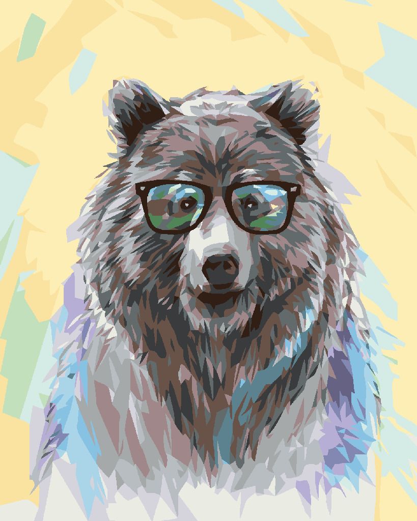 zuty Malování podle čísel - MEDVĚD S BRÝLEMI - Rozměr: 40x50 cm, Rámování: Varianta: bez rámu a bez vypnutí plátna - obrázek 8