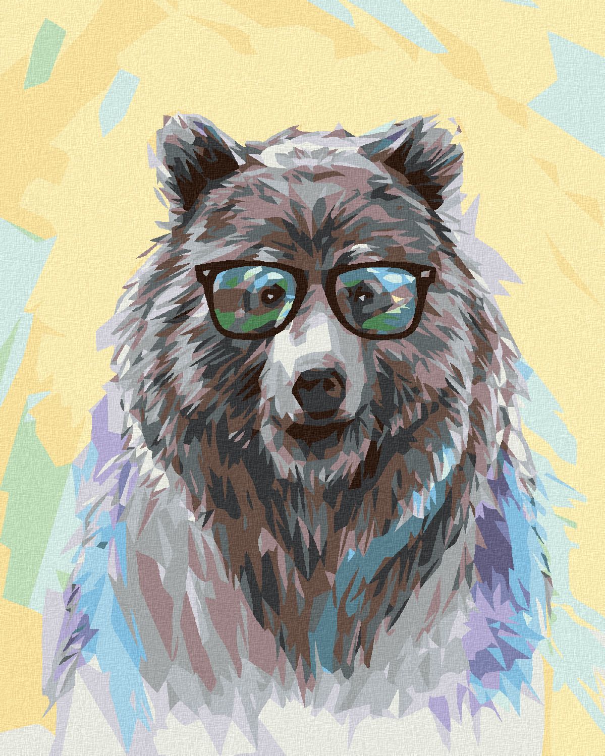 zuty Malování podle čísel - MEDVĚD S BRÝLEMI - Rozměr: 40x50 cm, Rámování: Varianta: vypnuté plátno na rám - obrázek 1