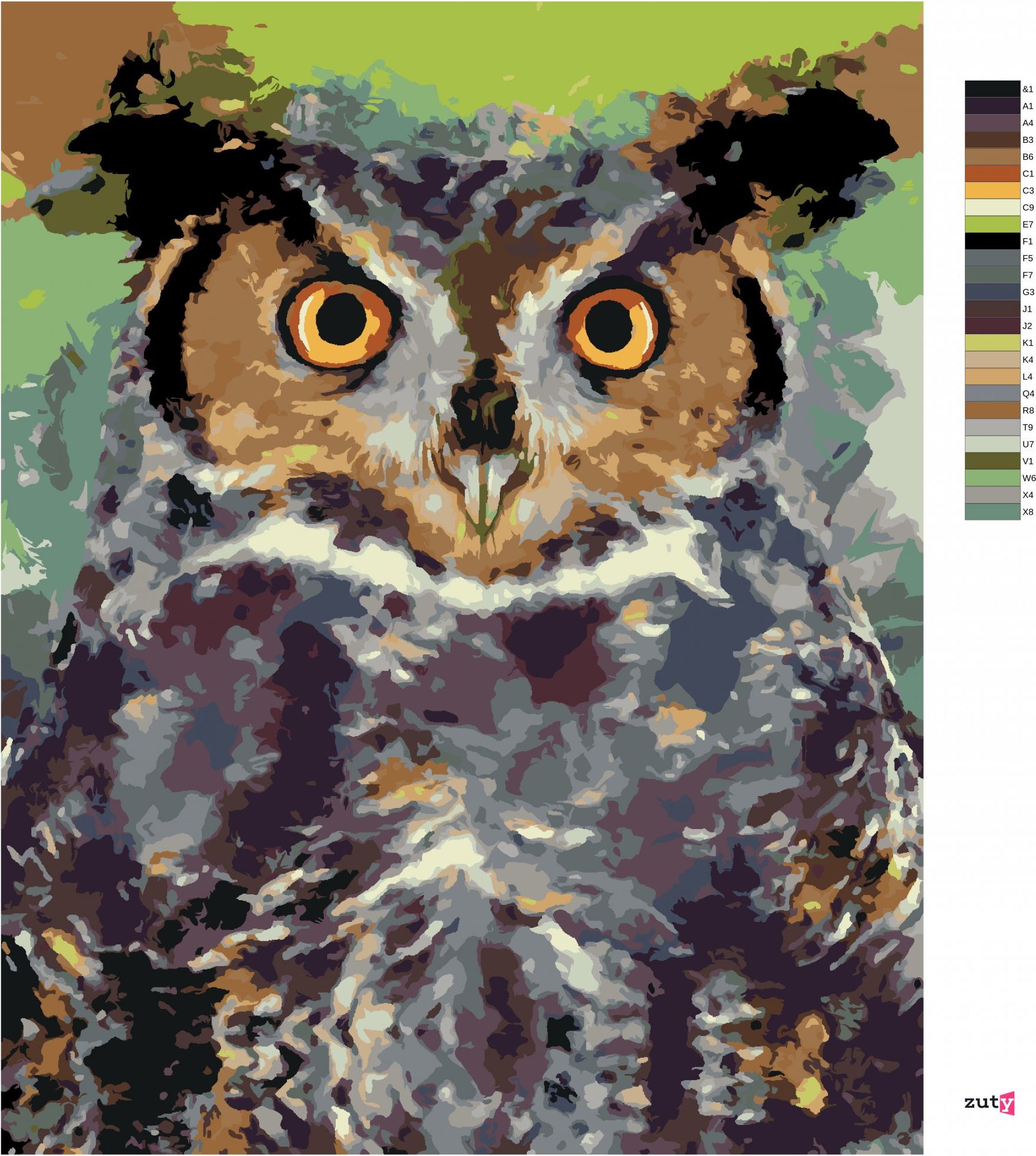 zuty Malování podle čísel - BAREVNÁ SOVA II - Rozměr: 40x50 cm, Rámování: Varianta: bez rámu a bez vypnutí plátna - obrázek 9