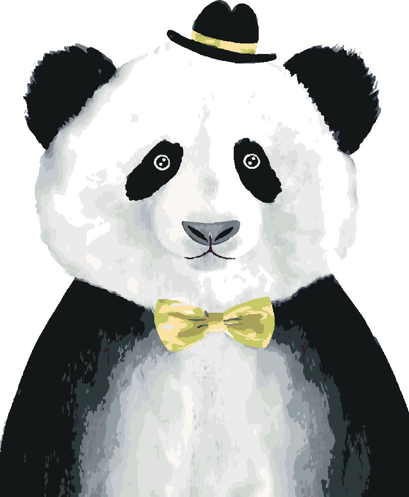 zuty Malování podle čísel - PANDA S KLOBOUČKEM - Rozměr: 40x50 cm, Rámování: Varianta: bez rámu a bez vypnutí plátna - obrázek 5
