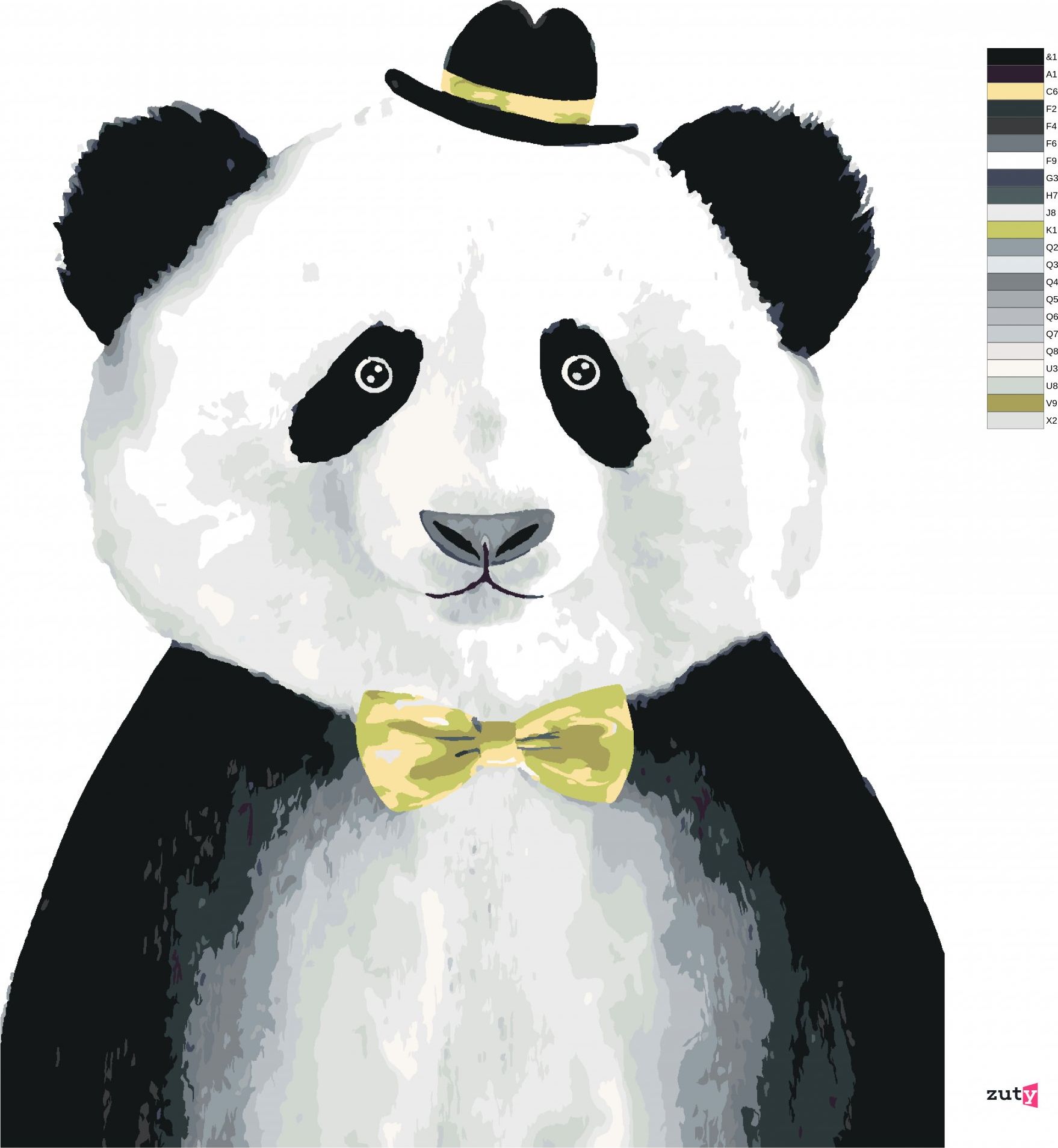 zuty Malování podle čísel - PANDA S KLOBOUČKEM - Rozměr: 40x50 cm, Rámování: Varianta: bez rámu a bez vypnutí plátna - obrázek 10