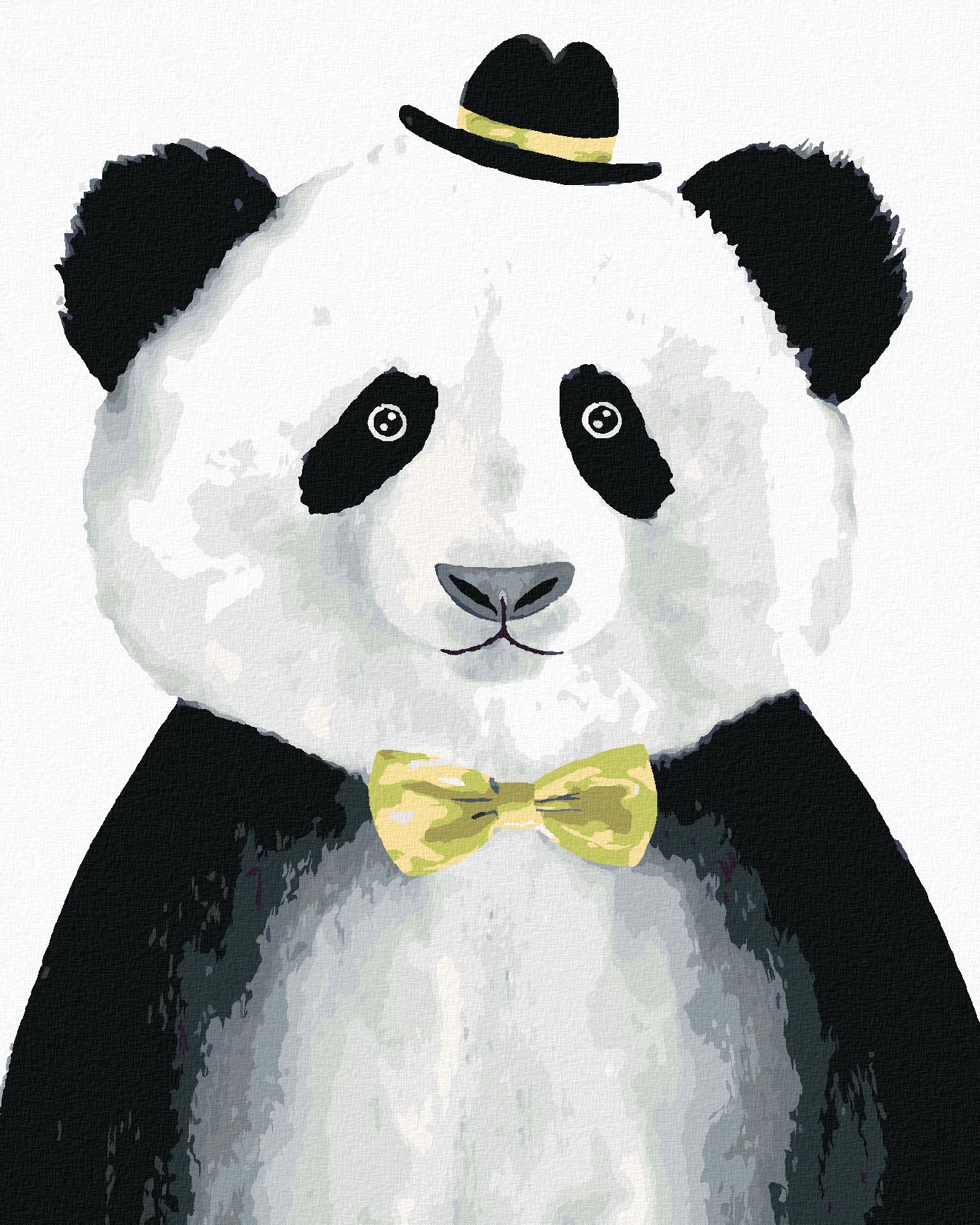 zuty Malování podle čísel - PANDA S KLOBOUČKEM - Rozměr: 40x50 cm, Rámování: Varianta: vypnuté plátno na rám - obrázek 1