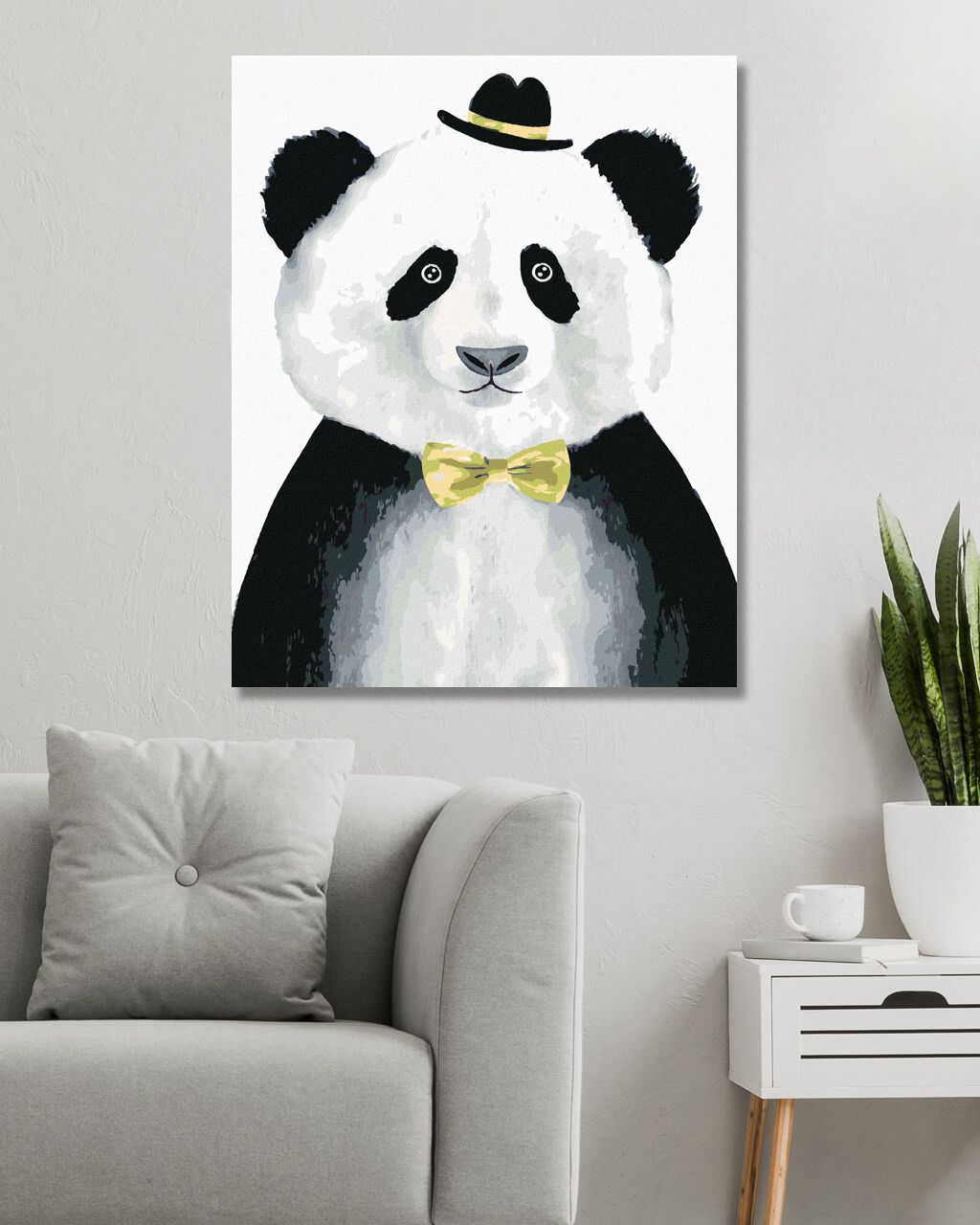 zuty Malování podle čísel - PANDA S KLOBOUČKEM - Rozměr: 40x50 cm, Rámování: Varianta: vypnuté plátno na rám - obrázek 3