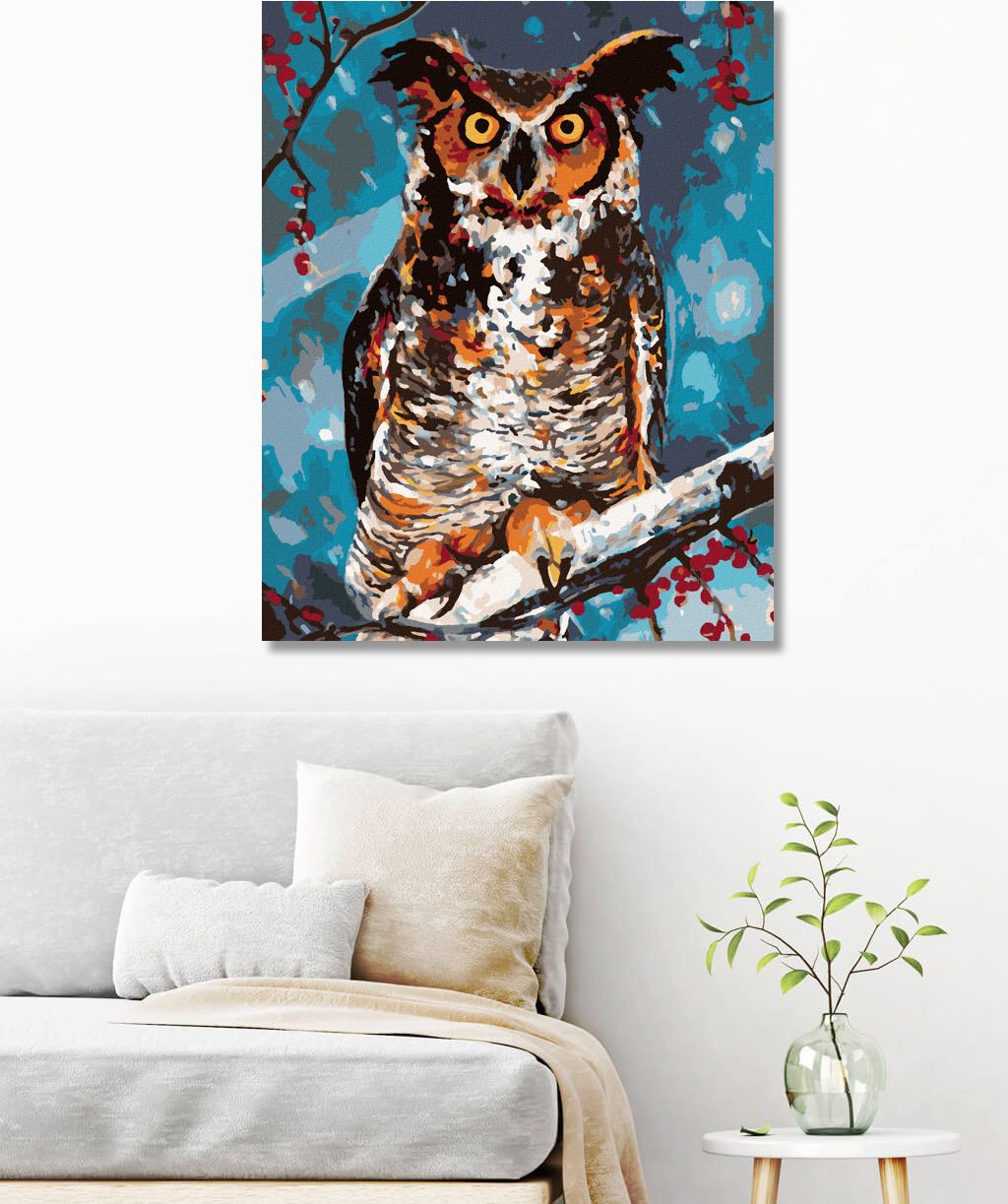 zuty Malování podle čísel - SOVA V LESE - Rozměr: 40x50 cm, Rámování: Varianta: vypnuté plátno na rám - obrázek 2