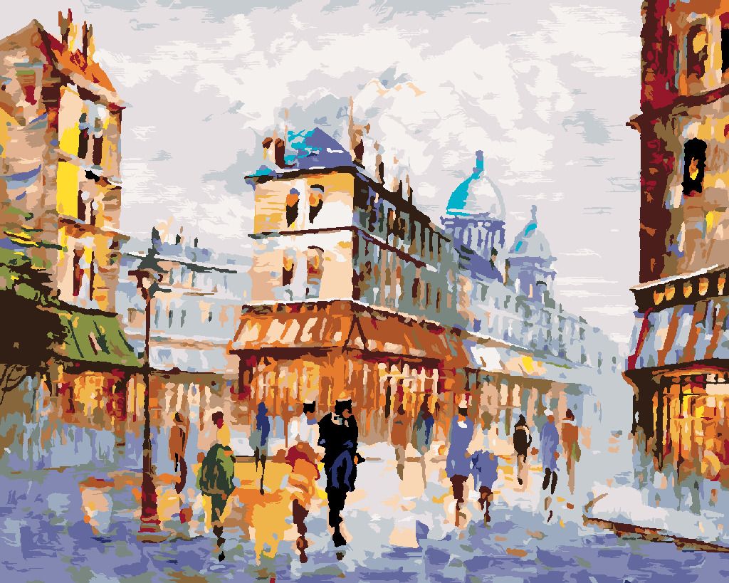 zuty Malování podle čísel - POHLED NA ULICI PAŘÍŽ - Rozměr: 40x50 cm, Rámování: Varianta: bez rámu a bez vypnutí plátna - obrázek 7