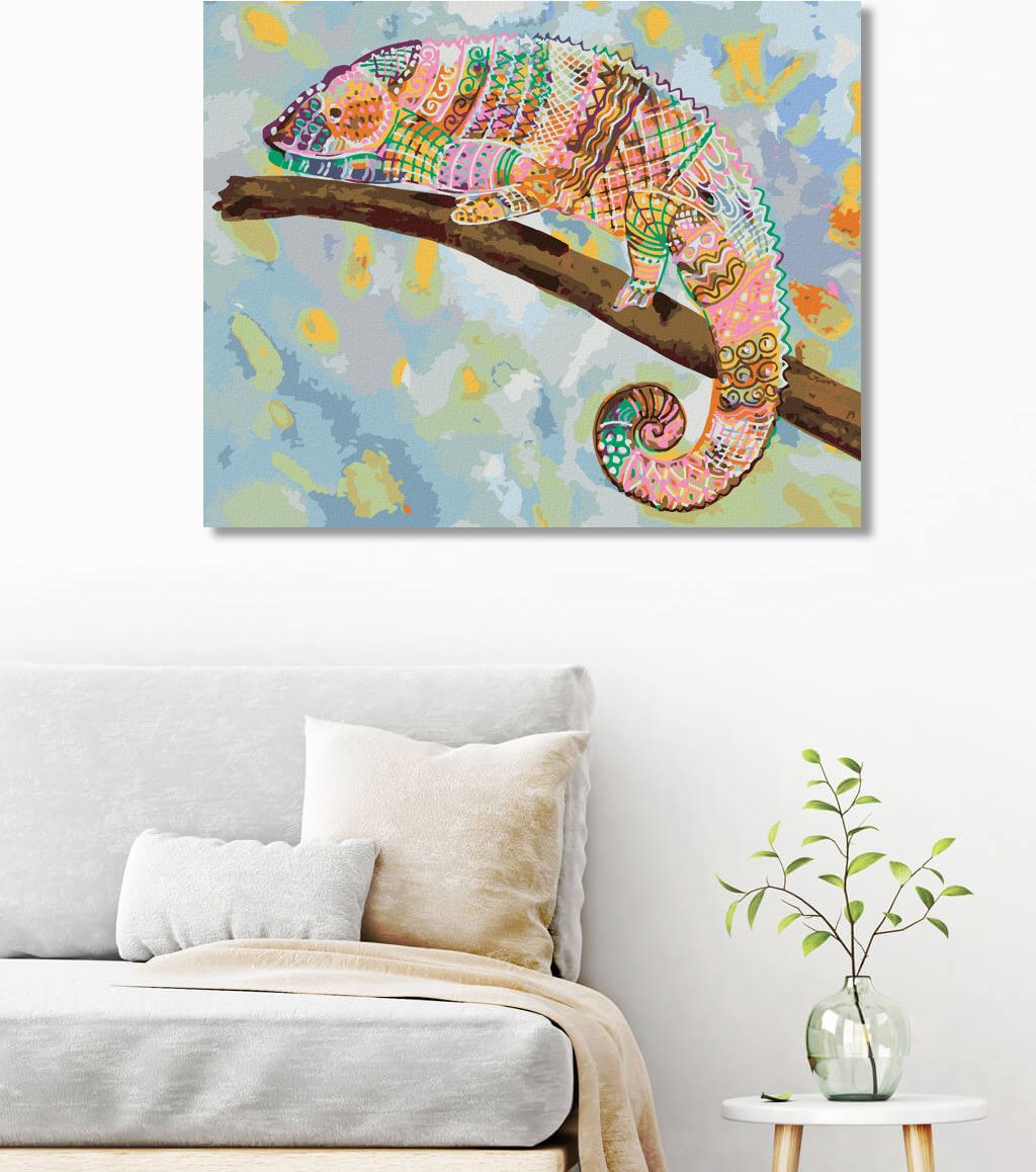 zuty Malování podle čísel - PESTRÝ CHAMELEON - Rozměr: 40x50 cm, Rámování: Varianta: bez rámu a bez vypnutí plátna - obrázek 6