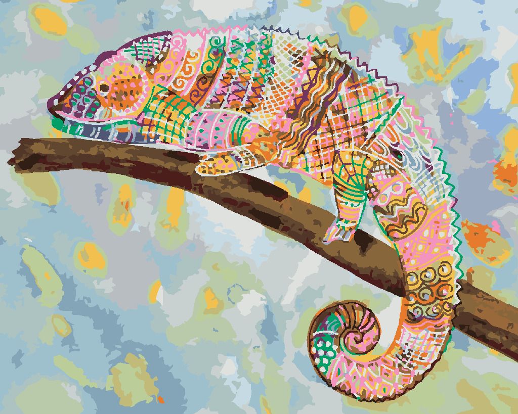 zuty Malování podle čísel - PESTRÝ CHAMELEON - Rozměr: 40x50 cm, Rámování: Varianta: bez rámu a bez vypnutí plátna - obrázek 8