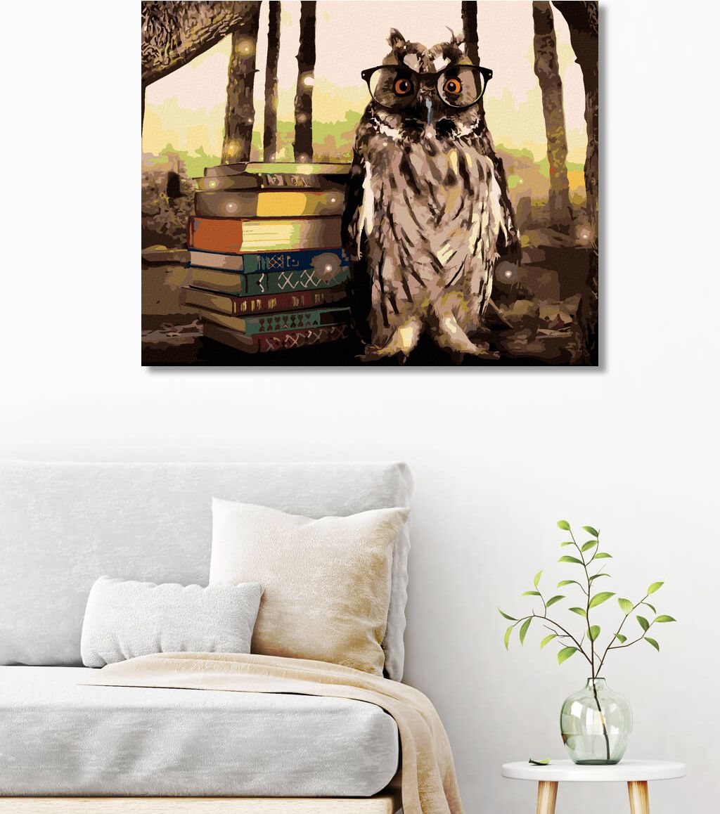 zuty Malování podle čísel - SOVA S KNIHAMI - Rozměr: 40x50 cm, Rámování: Varianta: vypnuté plátno na rám - obrázek 6