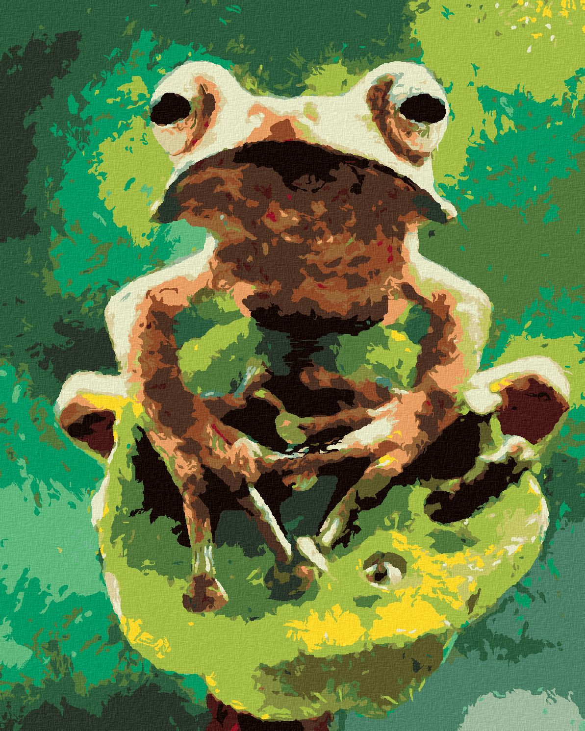 zuty Malování podle čísel - ŽÁBA V LESE - Rozměr: 40x50 cm, Rámování: Varianta: bez rámu a bez vypnutí plátna - obrázek 1