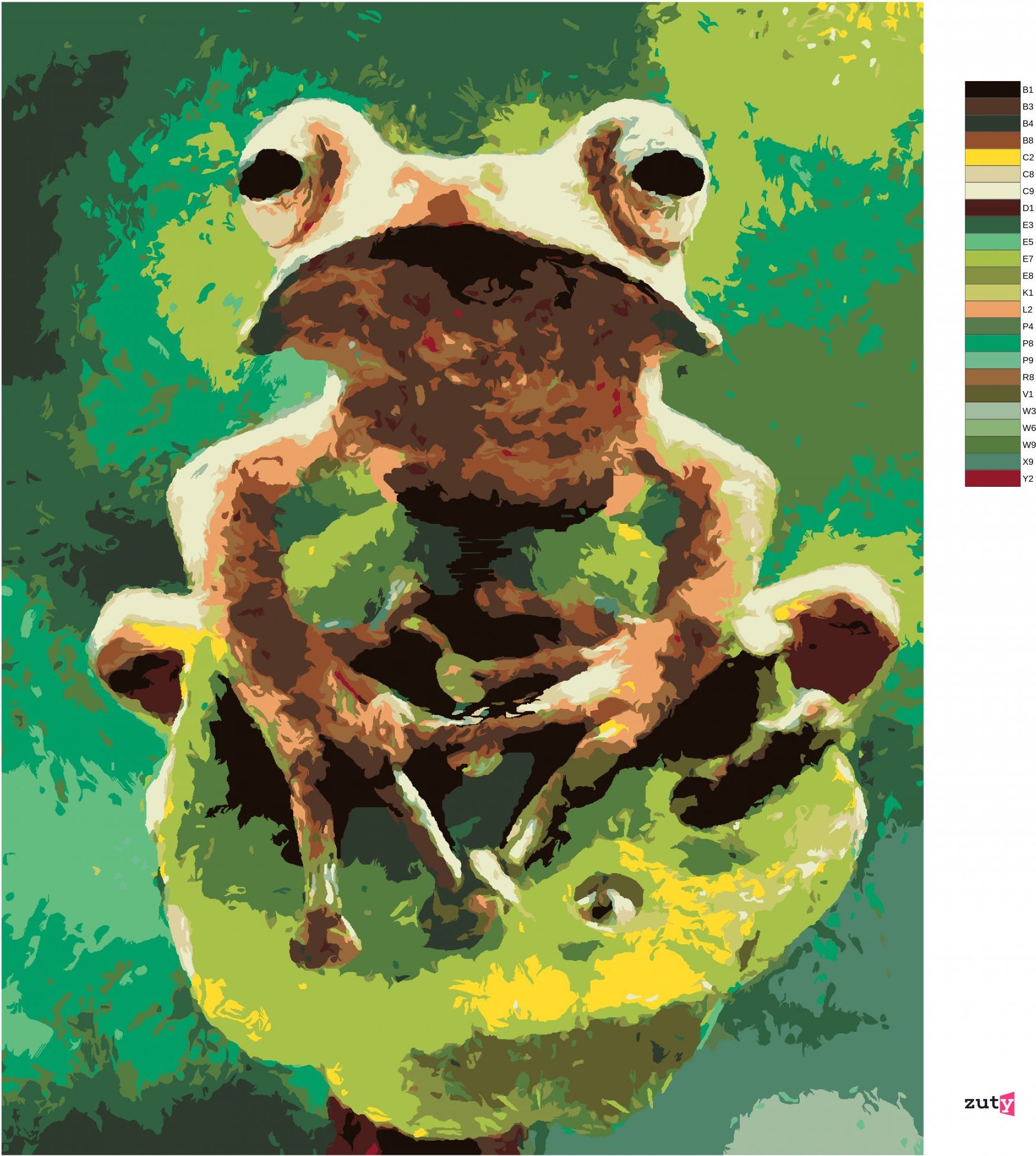 zuty Malování podle čísel - ŽÁBA V LESE - Rozměr: 40x50 cm, Rámování: Varianta: bez rámu a bez vypnutí plátna - obrázek 5