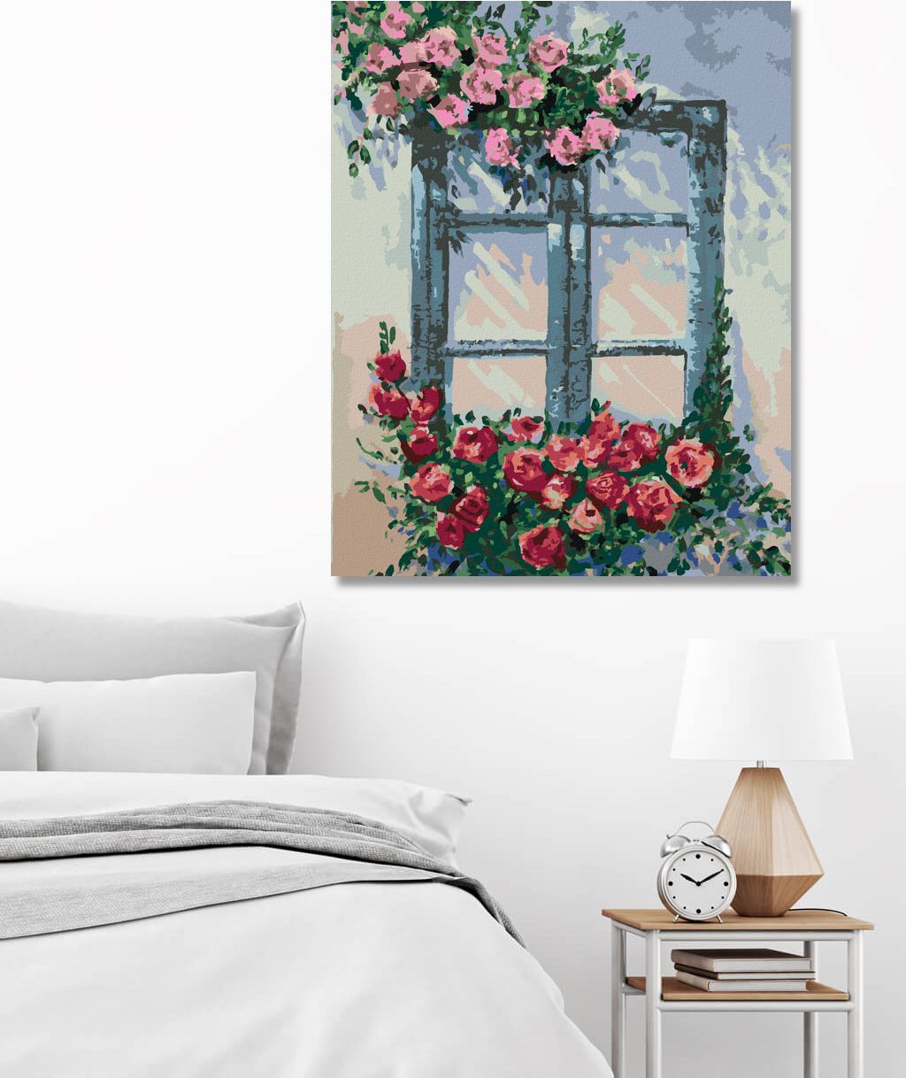 zuty Malování podle čísel - RŮŽE U OKNA - Rozměr: 40x50 cm, Rámování: Varianta: vypnuté plátno na rám - obrázek 2