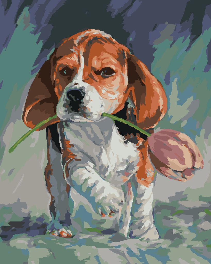 zuty Malování podle čísel - PEJSEK S TULIPÁNEM - Rozměr: 40x50 cm, Rámování: Varianta: bez rámu a bez vypnutí plátna - obrázek 8