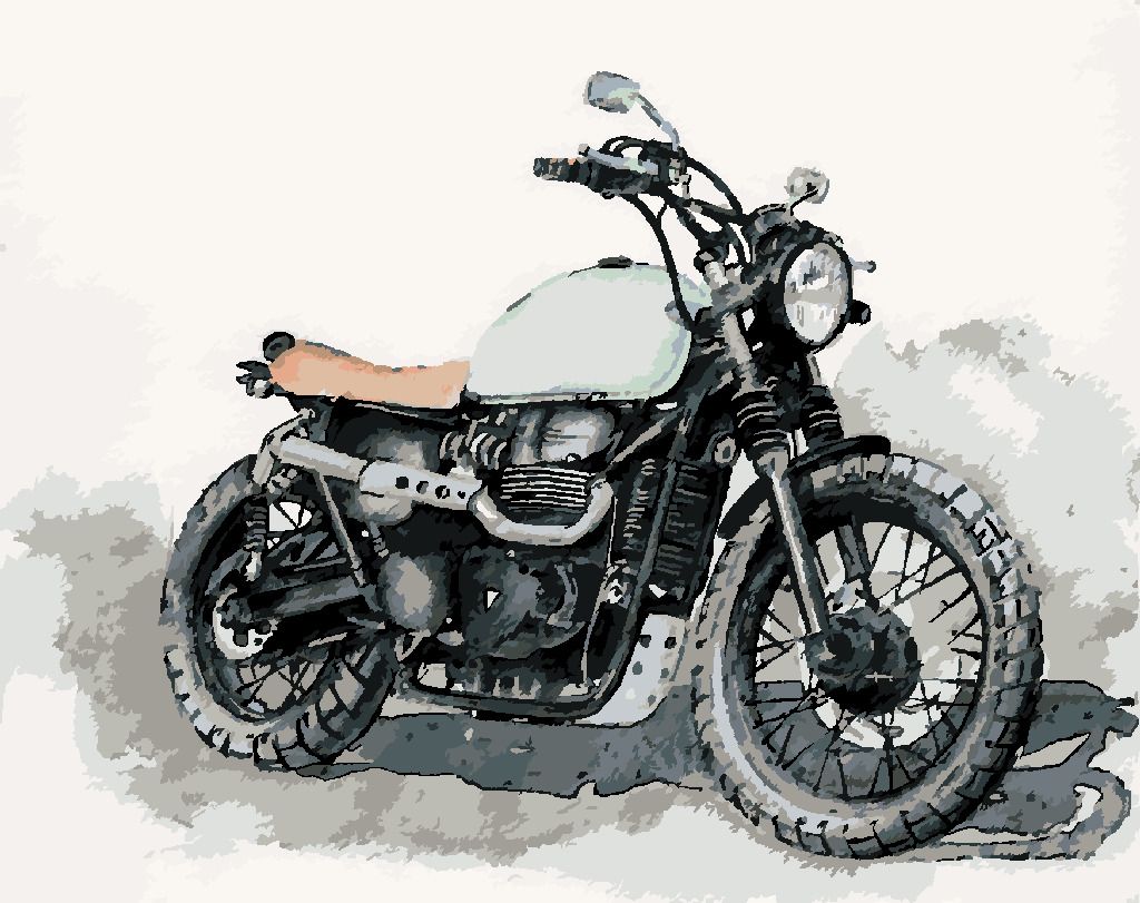 zuty Malování podle čísel - MOTORKA NA ŠEDÉM POZADÍ - Rozměr: 40x50 cm, Rámování: Varianta: bez rámu a bez vypnutí plátna - obrázek 8