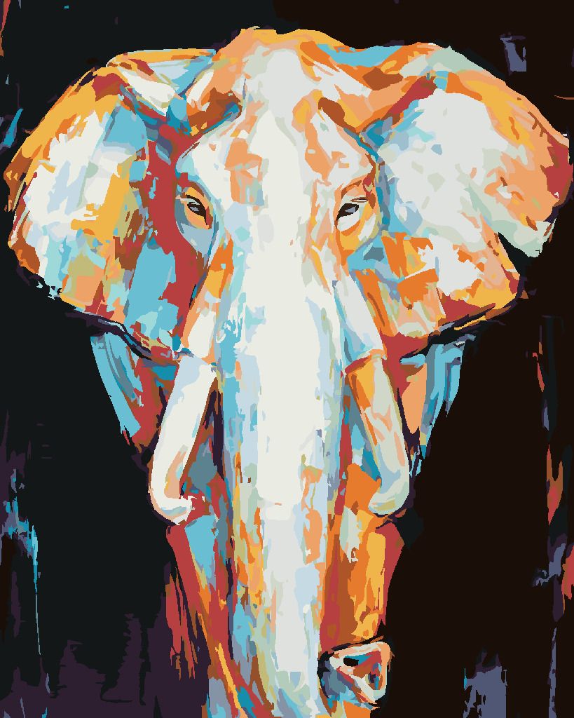 zuty Malování podle čísel - BAREVNÝ SLON NA ČERNÉM POZADÍ - Rozměr: 40x50 cm, Rámování: Varianta: bez rámu a bez vypnutí plátna - obrázek 9