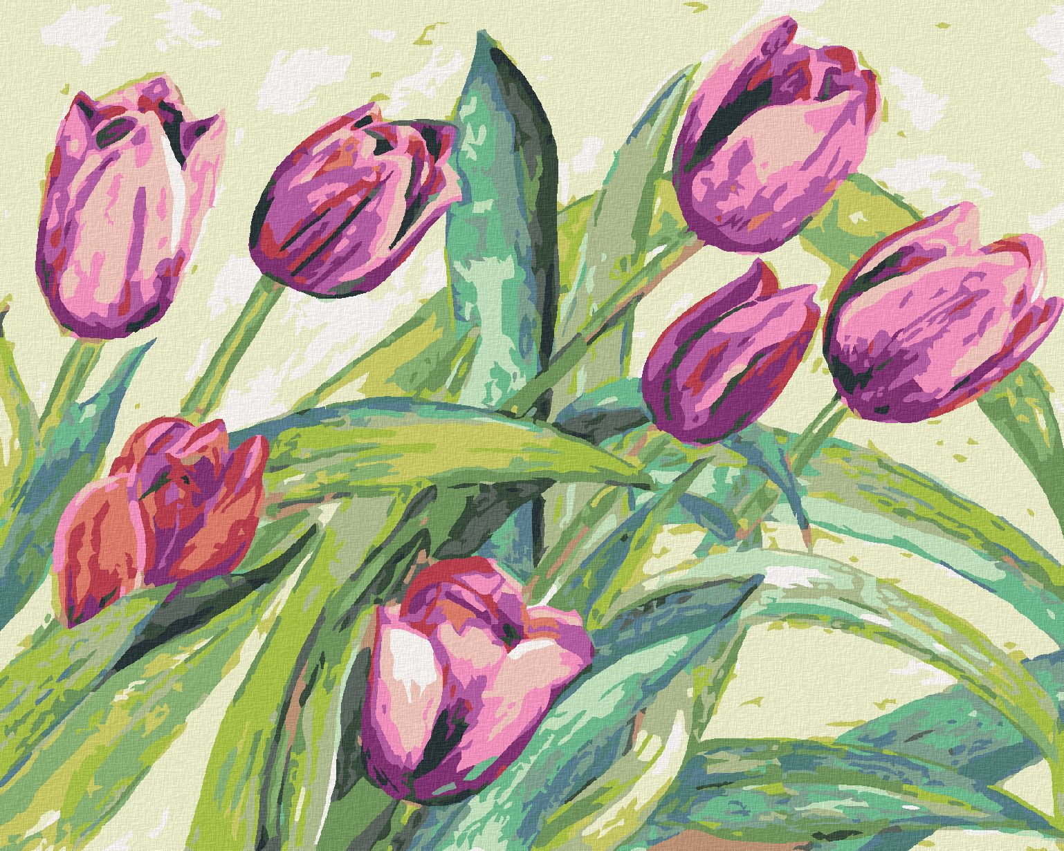 zuty Malování podle čísel - FIALOVÉ TULIPÁNY - Rozměr: 40x50 cm, Rámování: Varianta: bez rámu a bez vypnutí plátna - obrázek 1