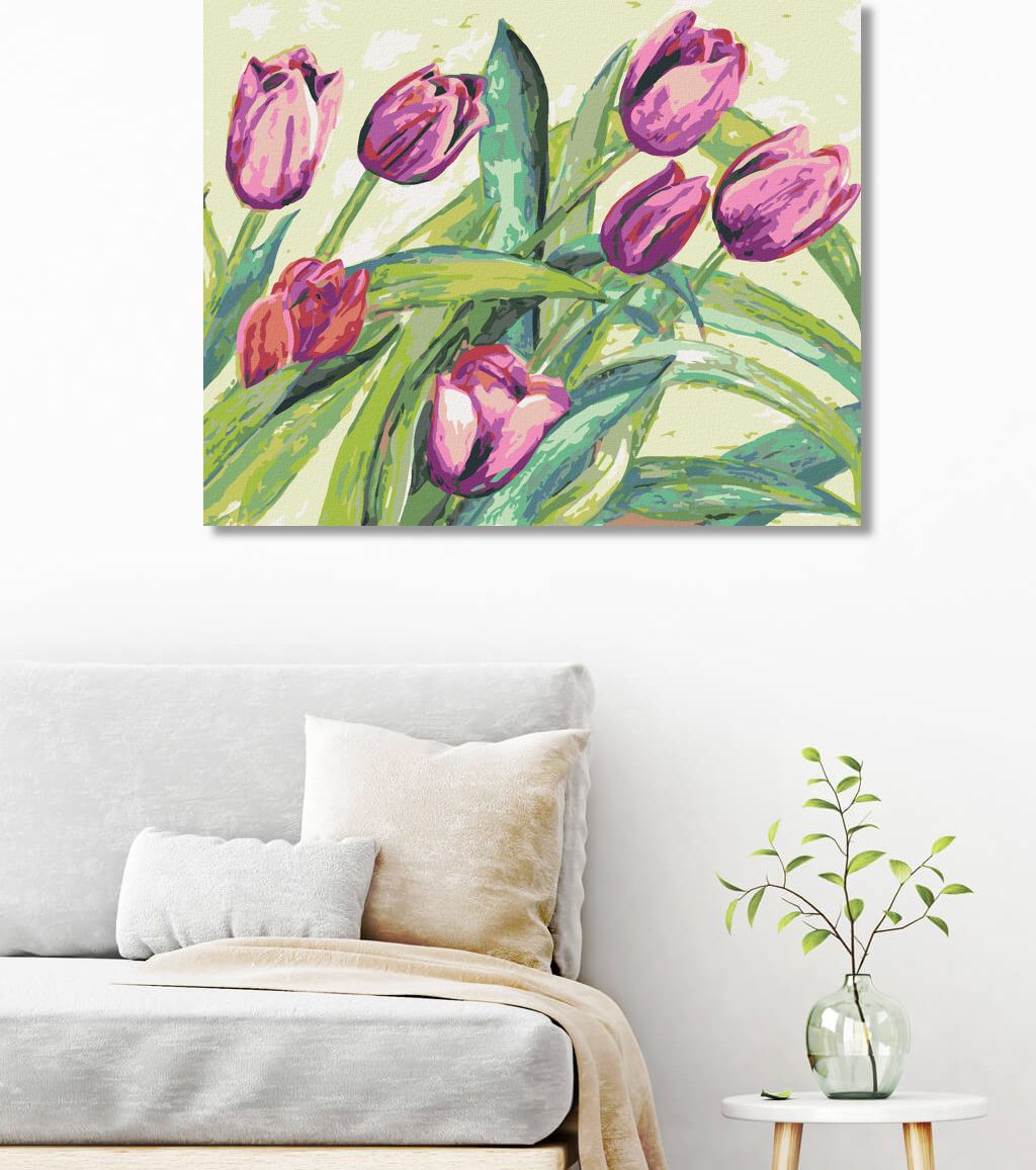 zuty Malování podle čísel - FIALOVÉ TULIPÁNY - Rozměr: 40x50 cm, Rámování: Varianta: bez rámu a bez vypnutí plátna - obrázek 7