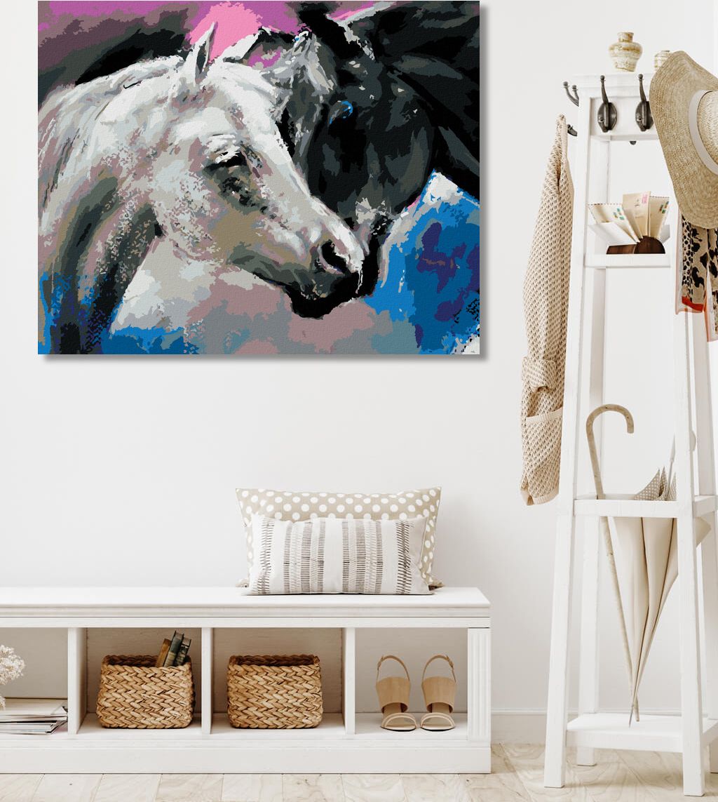 zuty Malování podle čísel - ČERNÝ A BÍLÝ KŮŇ - Rozměr: 40x50 cm, Rámování: Varianta: vypnuté plátno na rám - obrázek 17