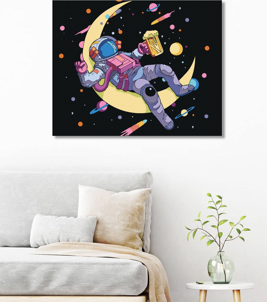 zuty Malování podle čísel - ASTRONAUT A PIVO - Rozměr: 40x50 cm, Rámování: Varianta: bez rámu a bez vypnutí plátna - obrázek 2