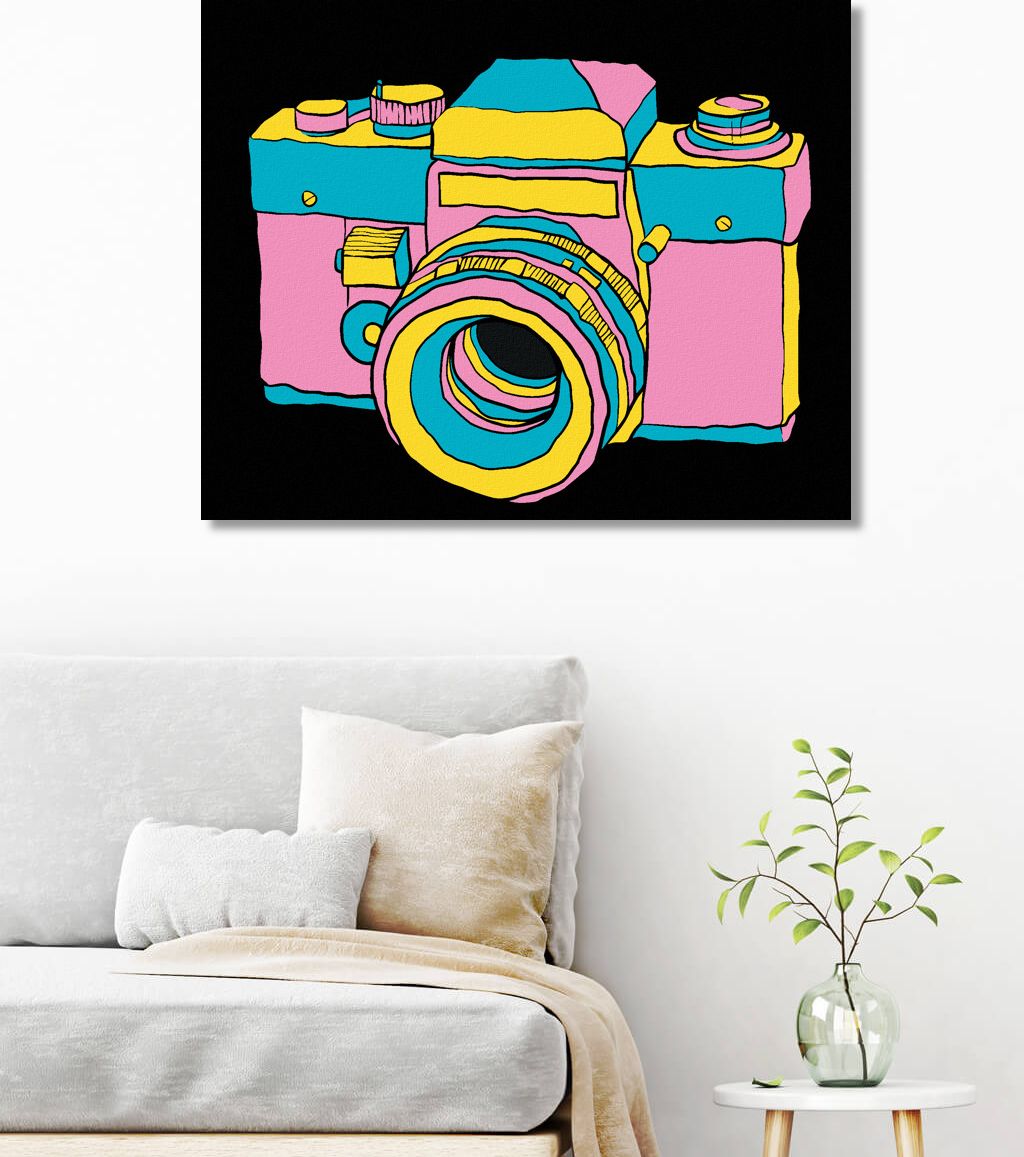 zuty Malování podle čísel - POP-ART FOTOAPARÁT - Rozměr: 40x50 cm, Rámování: Varianta: bez rámu a bez vypnutí plátna - obrázek 2