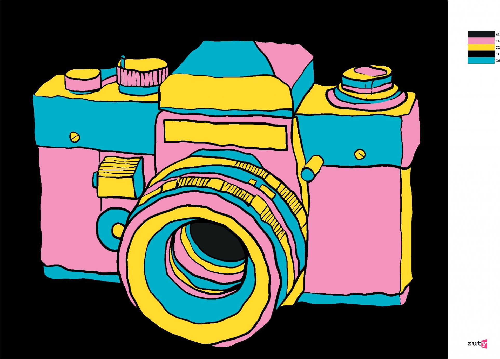 zuty Malování podle čísel - POP-ART FOTOAPARÁT - Rozměr: 40x50 cm, Rámování: Varianta: bez rámu a bez vypnutí plátna - obrázek 4