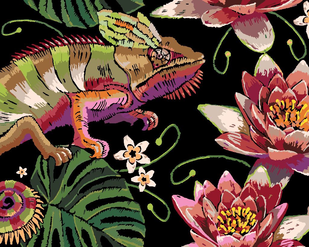zuty Malování podle čísel - CHAMELEON MEZI LEKNÍNY - Rozměr: 40x50 cm, Rámování: Varianta: bez rámu a bez vypnutí plátna - obrázek 10