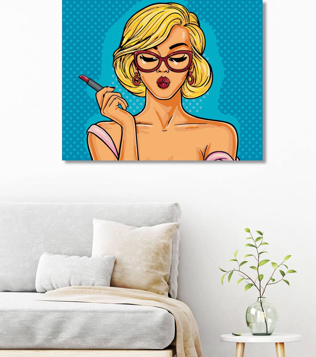 zuty Malování podle čísel - POP-ART BLONDÝNA S RTĚNKOU - Rozměr: 40x50 cm, Rámování: Varianta: bez rámu a bez vypnutí plátna - obrázek 10