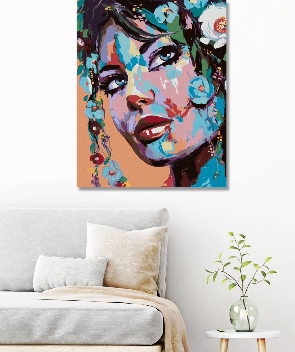 zuty Malování podle čísel - POP-ART PORTRÉT ŽENY S KVĚTINAMI - Rozměr: 40x50 cm, Rámování: Varianta: bez rámu a bez vypnutí plátna - obrázek 10