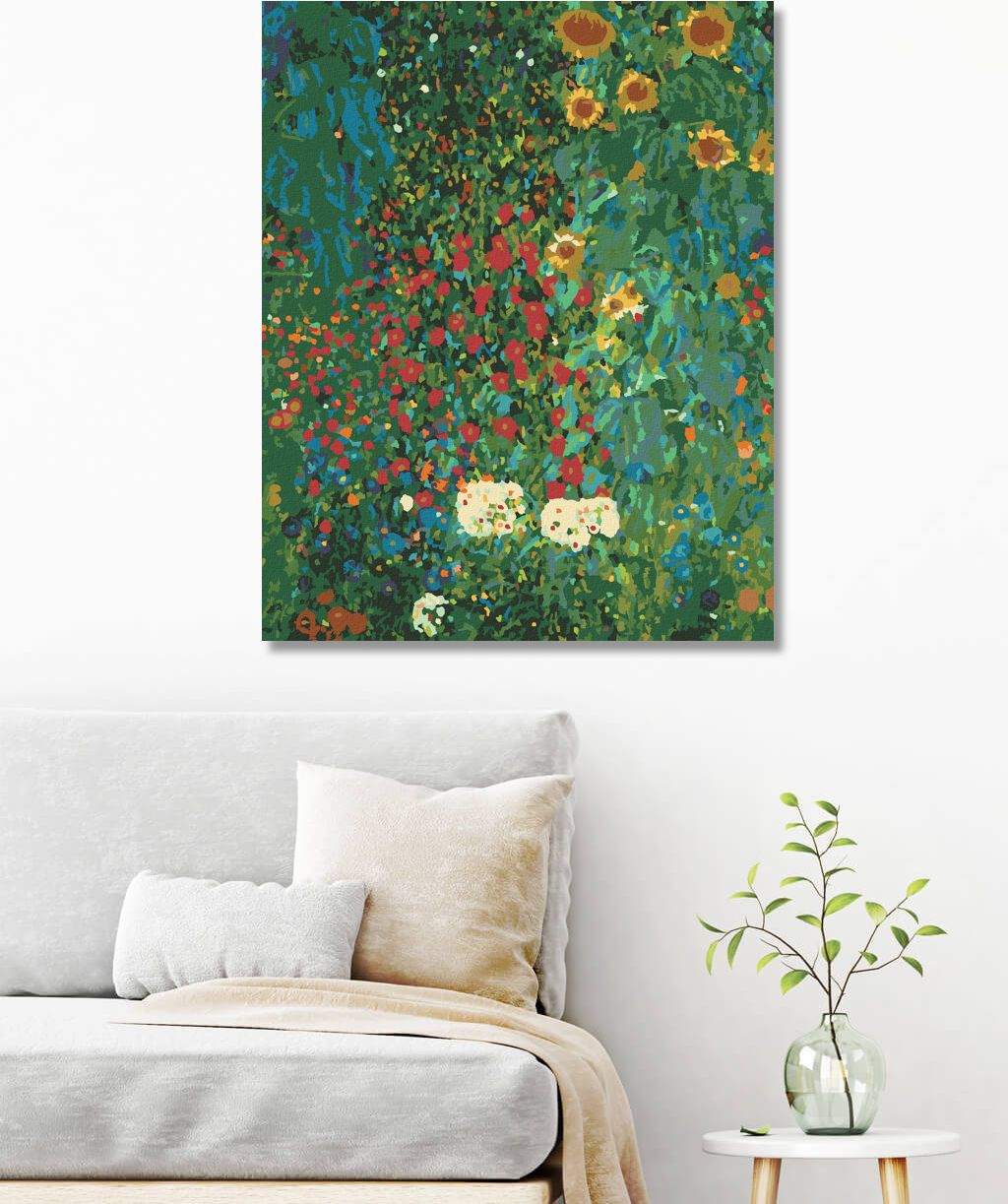 zuty Malování podle čísel - ZAHRADA SE SLUNEČNICEMI (G. KLIMT) - Rozměr: 40x50 cm, Rámování: Varianta: vypnuté plátno na rám - obrázek 3