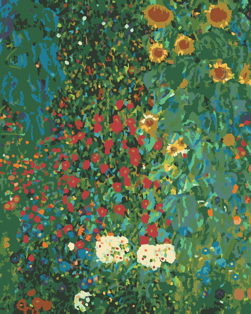 zuty Malování podle čísel - ZAHRADA SE SLUNEČNICEMI (G. KLIMT) - Rozměr: 40x50 cm, Rámování: Varianta: vypnuté plátno na rám - obrázek 9