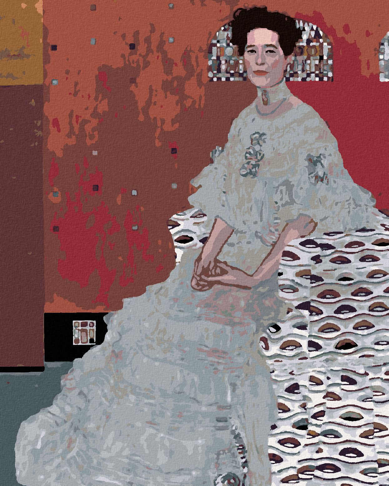 zuty Malování podle čísel - PORTRÉT FRITZA RIEDLEROVÉ (G. KLIMT) - Rozměr: 40x50 cm, Rámování: Varianta: bez rámu a bez vypnutí plátna - obrázek 1