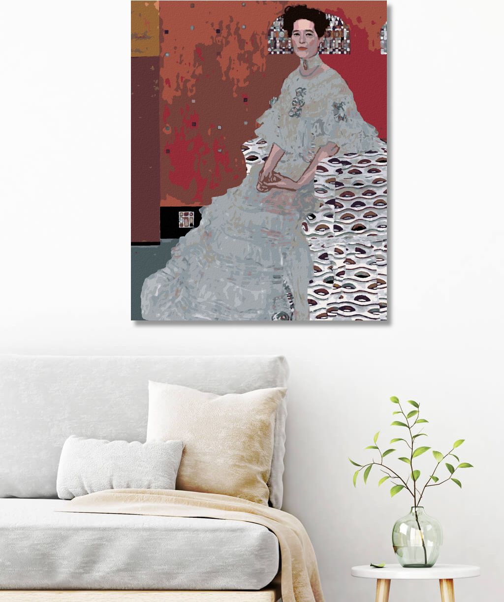 zuty Malování podle čísel - PORTRÉT FRITZA RIEDLEROVÉ (G. KLIMT) - Rozměr: 40x50 cm, Rámování: Varianta: vypnuté plátno na rám - obrázek 8